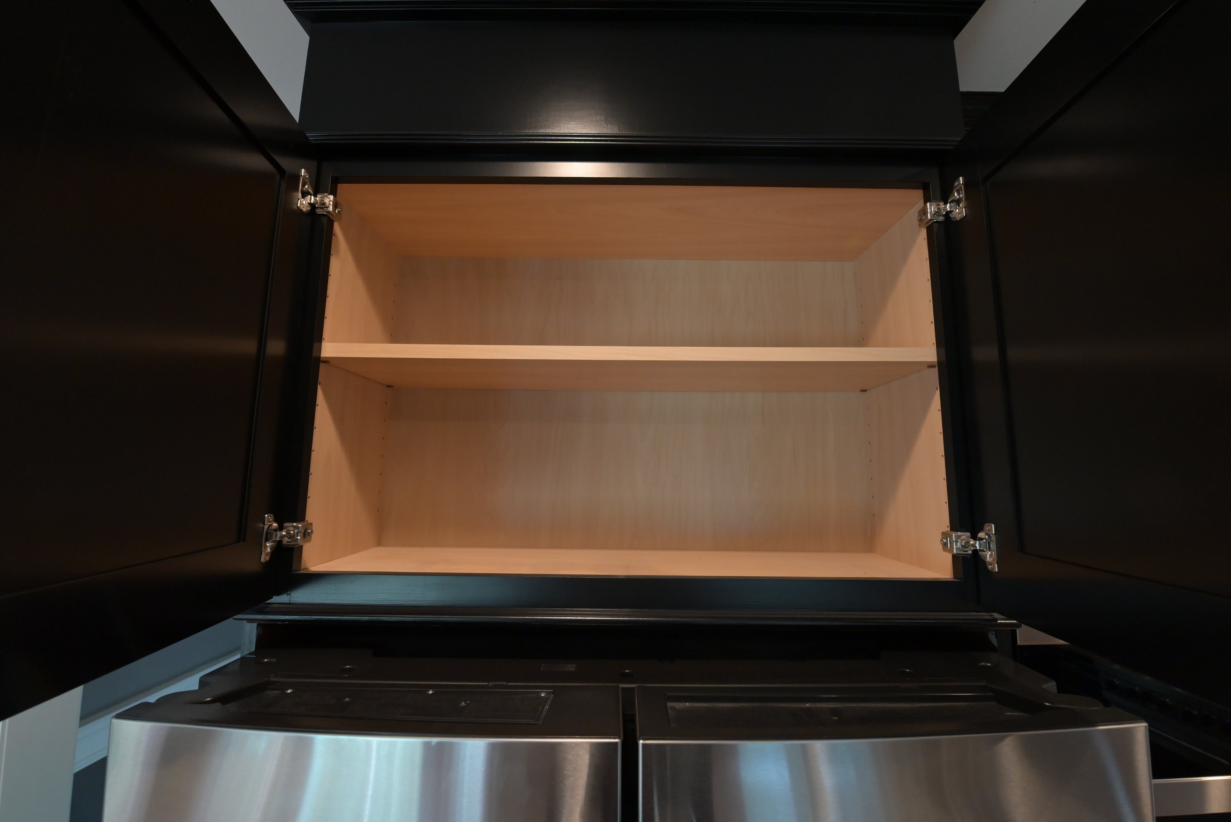 "The Onyx" Transitional Jet Black Kitchen with Island & Appliances