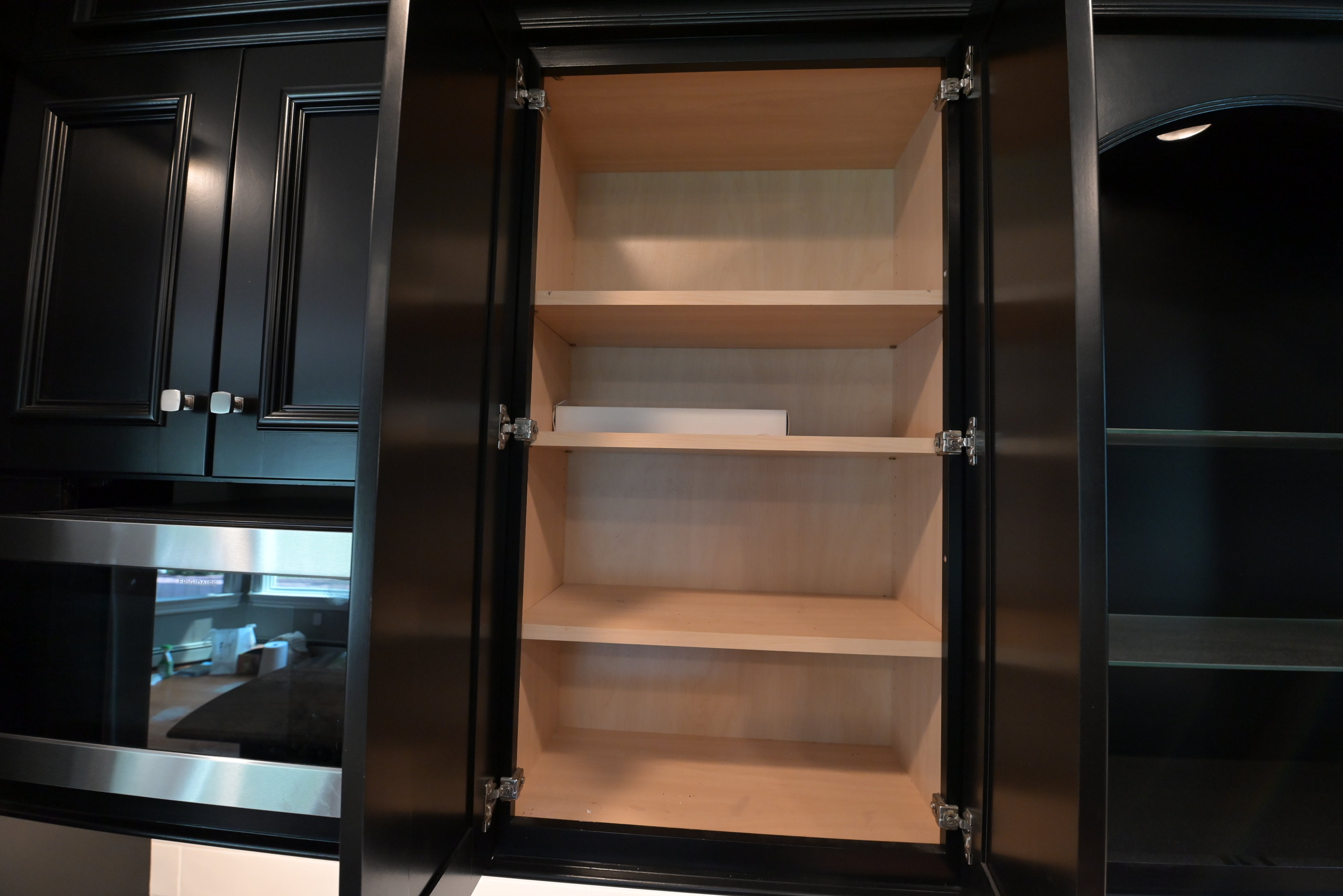 "The Onyx" Transitional Jet Black Kitchen with Island & Appliances