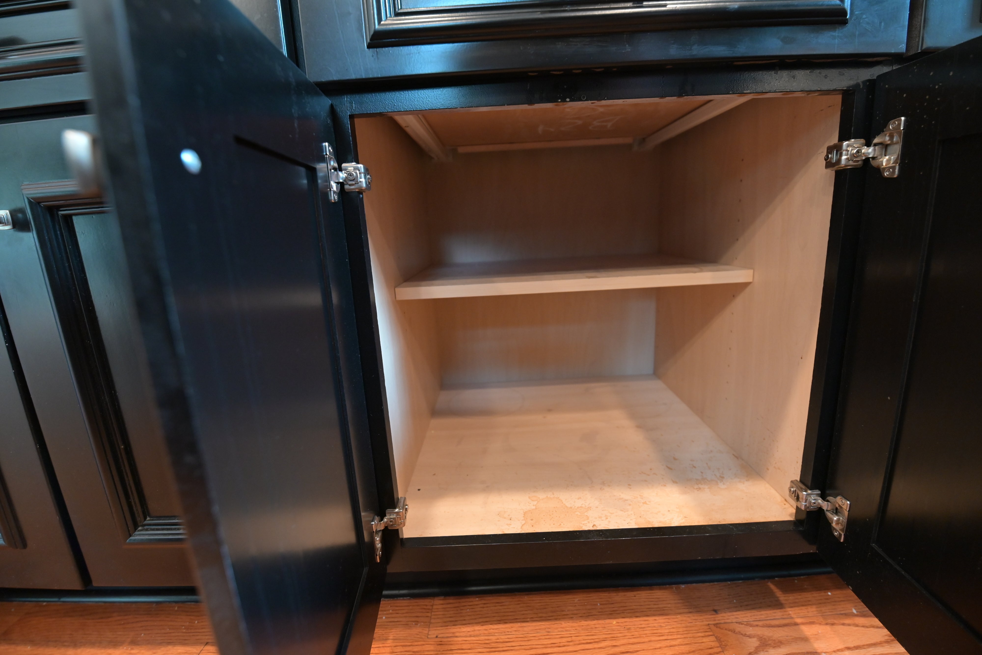 "The Onyx" Transitional Jet Black Kitchen with Island & Appliances