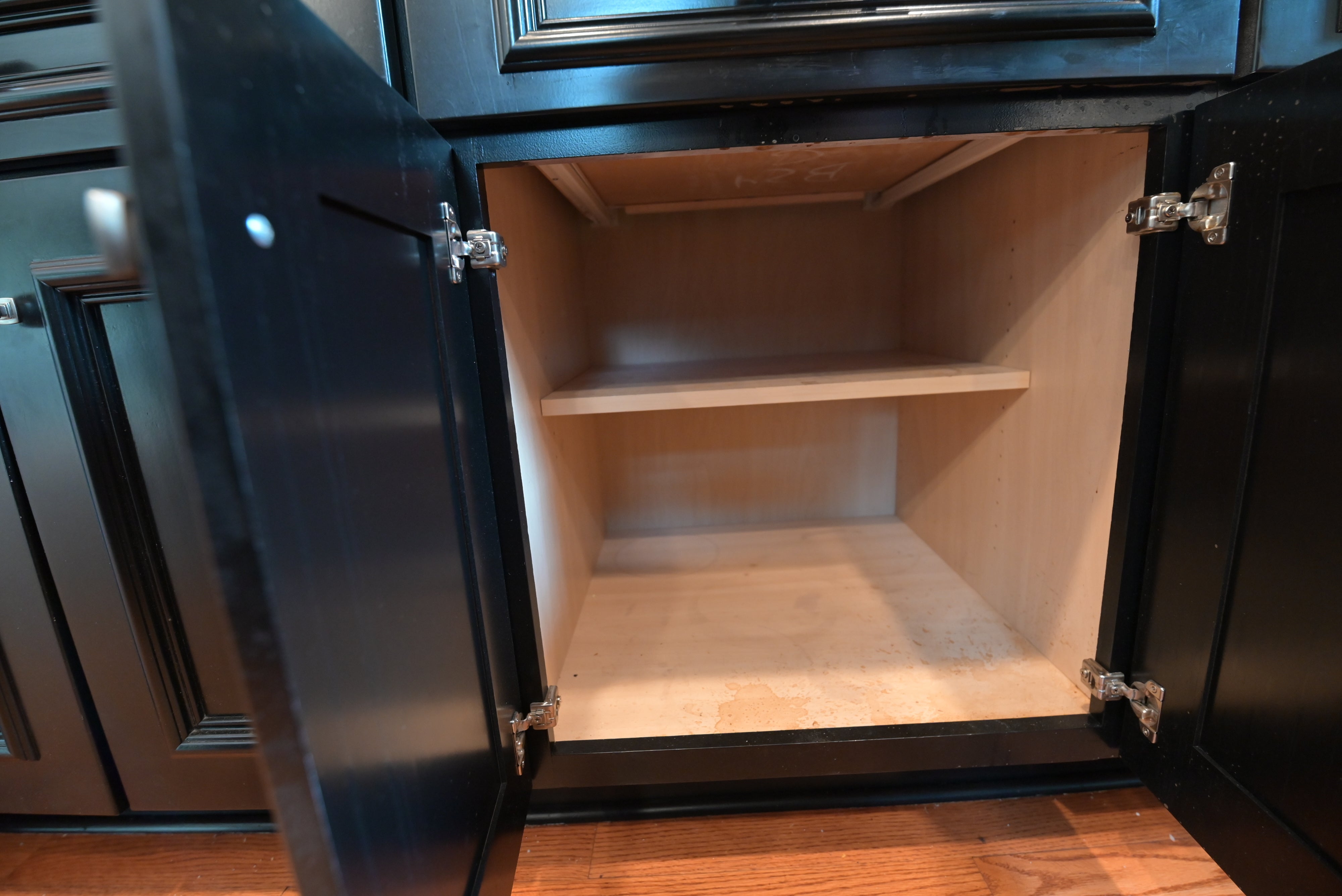 "The Onyx" Transitional Jet Black Kitchen with Island & Appliances
