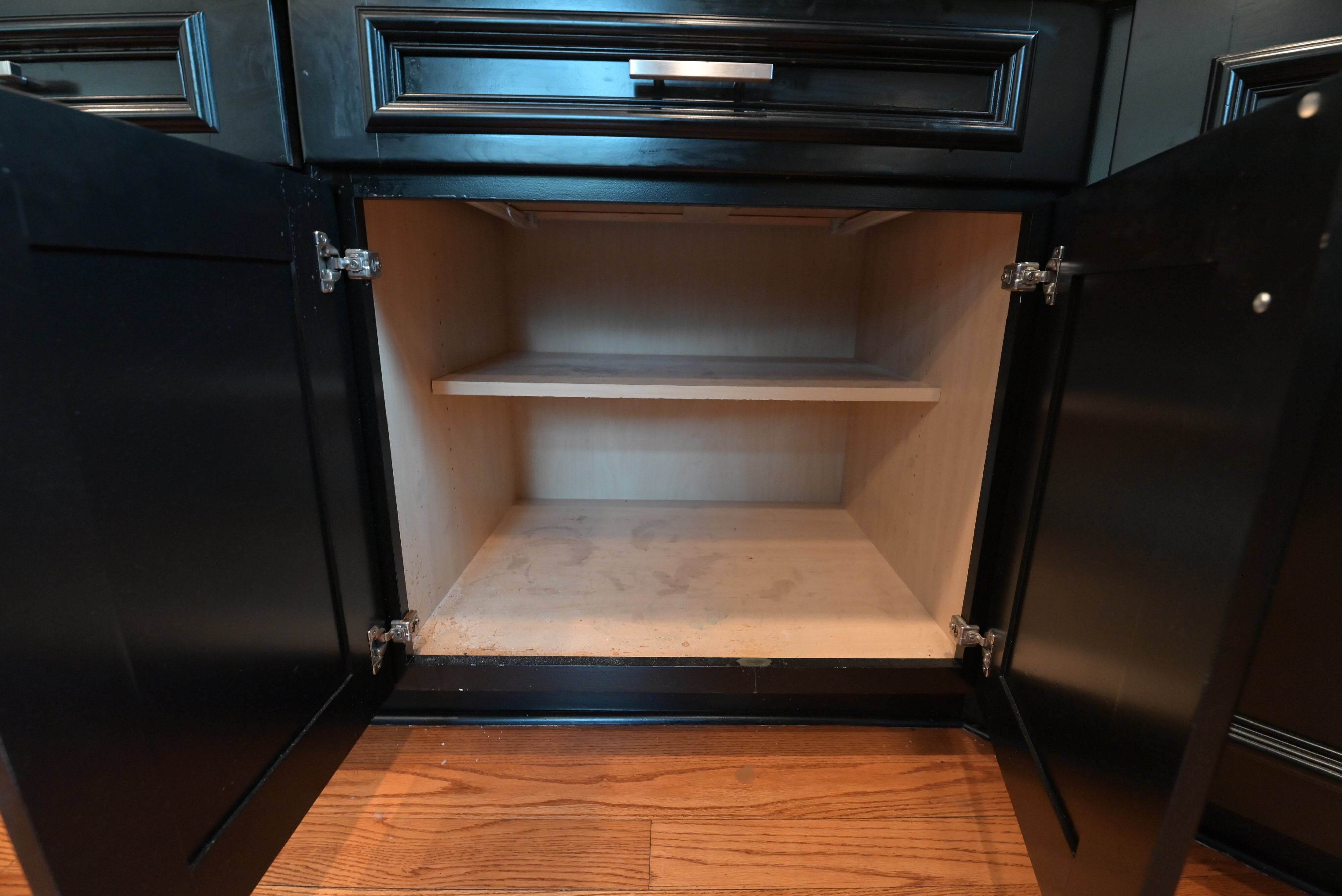 "The Onyx" Transitional Jet Black Kitchen with Island & Appliances