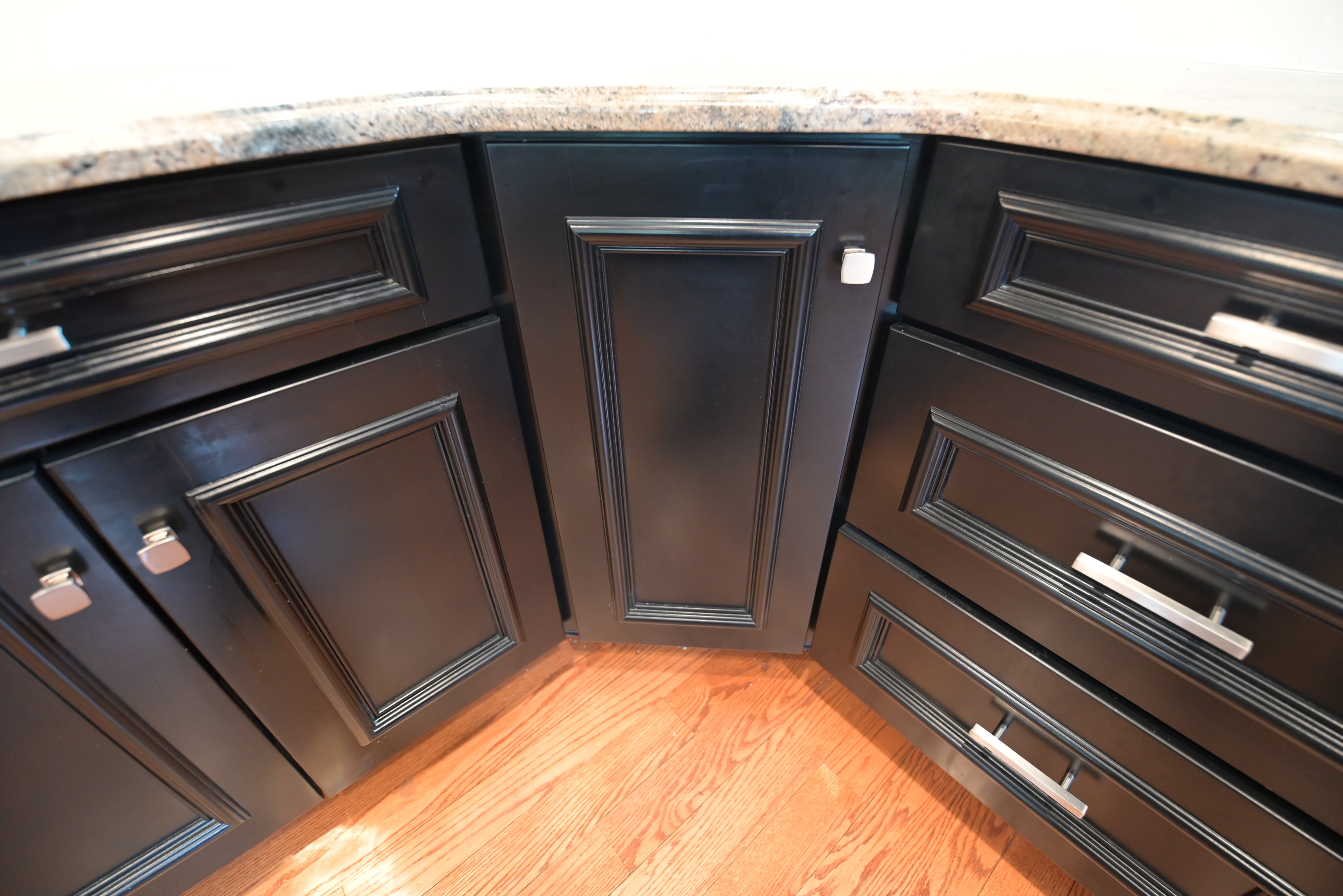 "The Onyx" Transitional Jet Black Kitchen with Island & Appliances