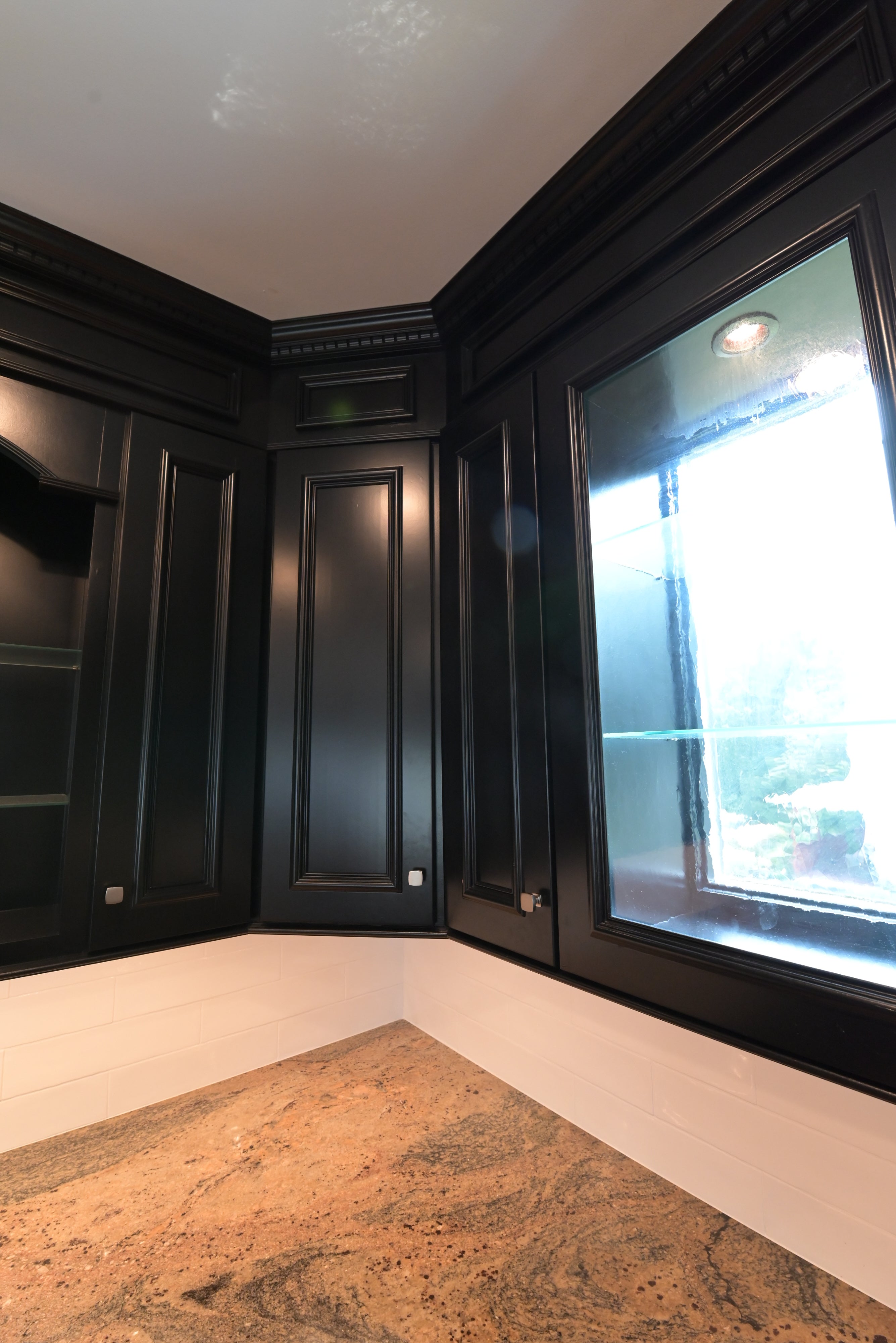 "The Onyx" Transitional Jet Black Kitchen with Island & Appliances