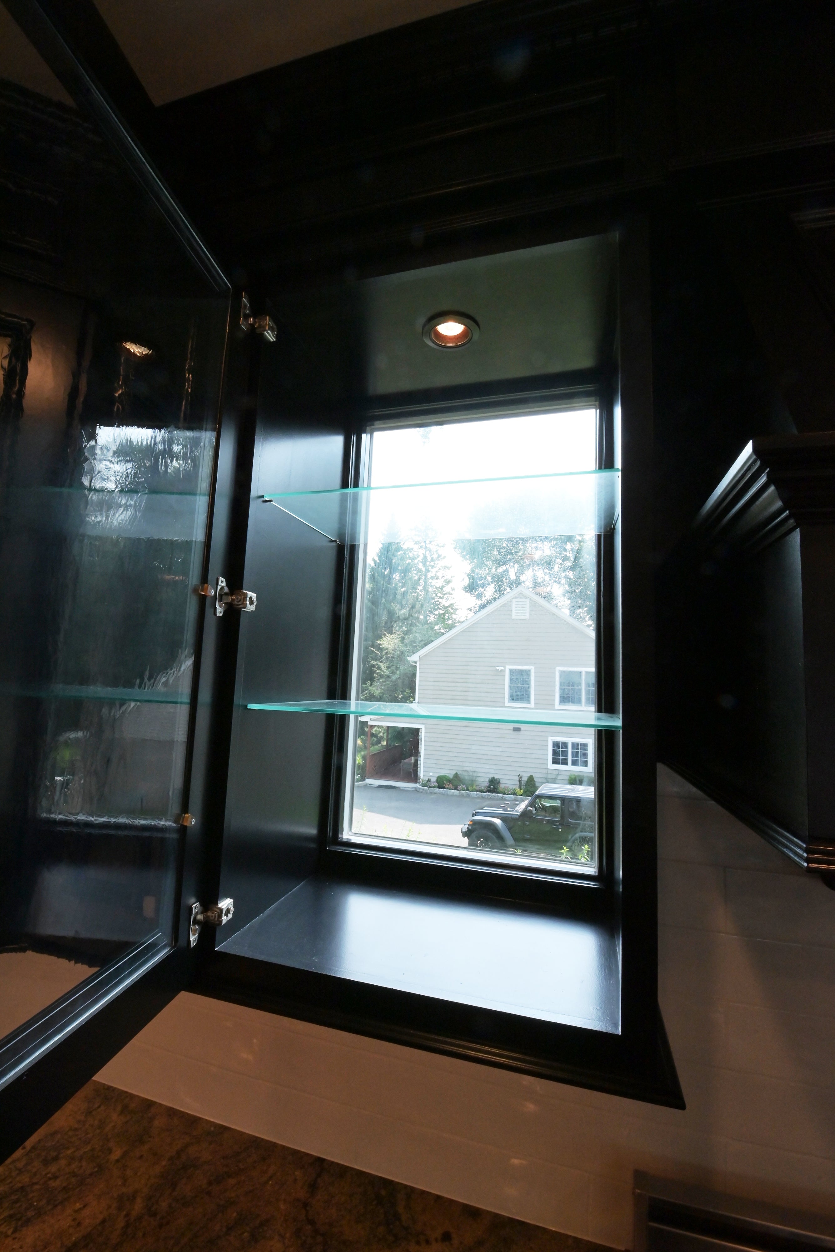 "The Onyx" Transitional Jet Black Kitchen with Island & Appliances
