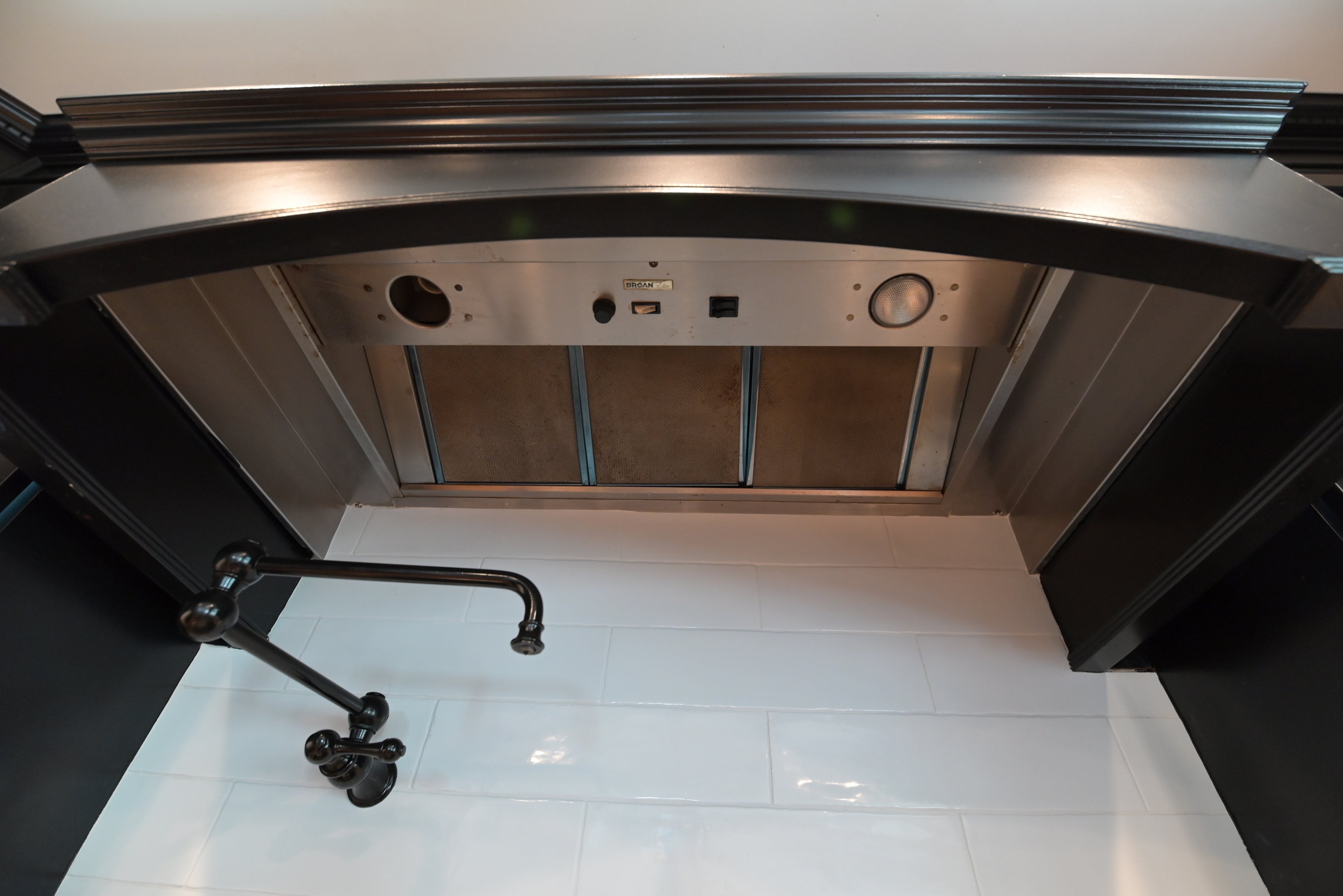 "The Onyx" Transitional Jet Black Kitchen with Island & Appliances