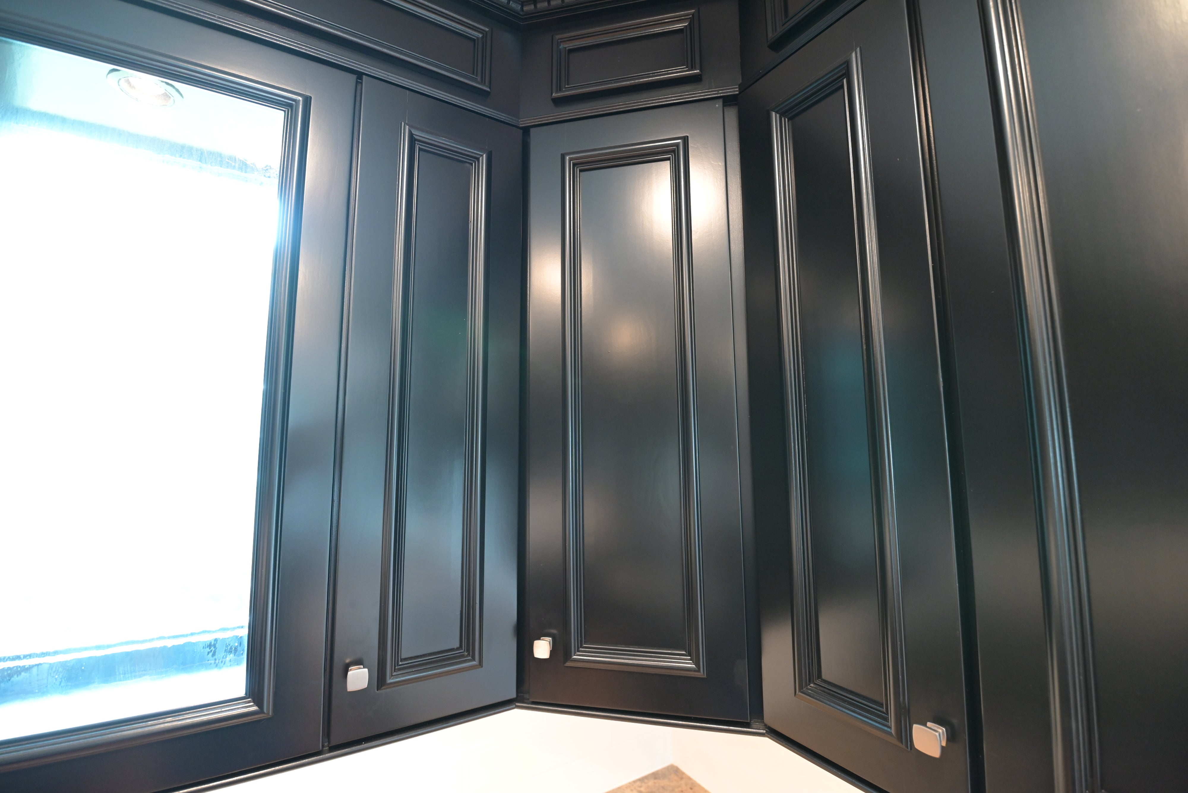 "The Onyx" Transitional Jet Black Kitchen with Island & Appliances