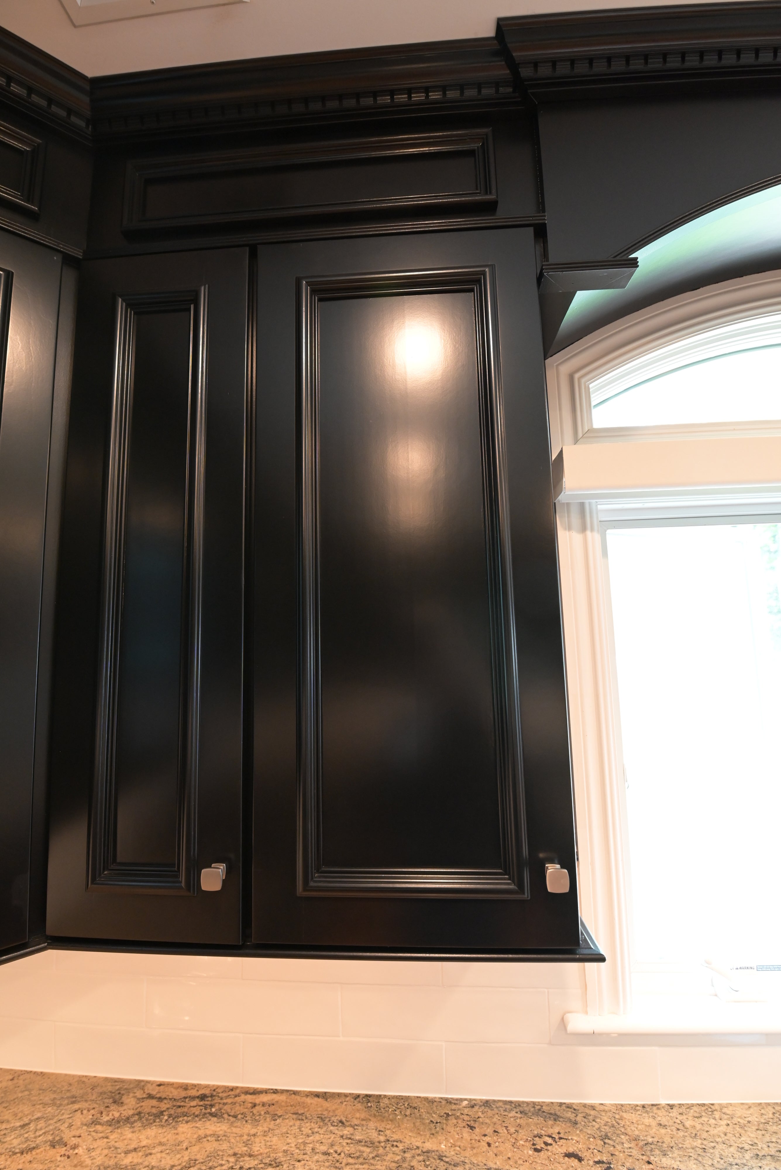 "The Onyx" Transitional Jet Black Kitchen with Island & Appliances