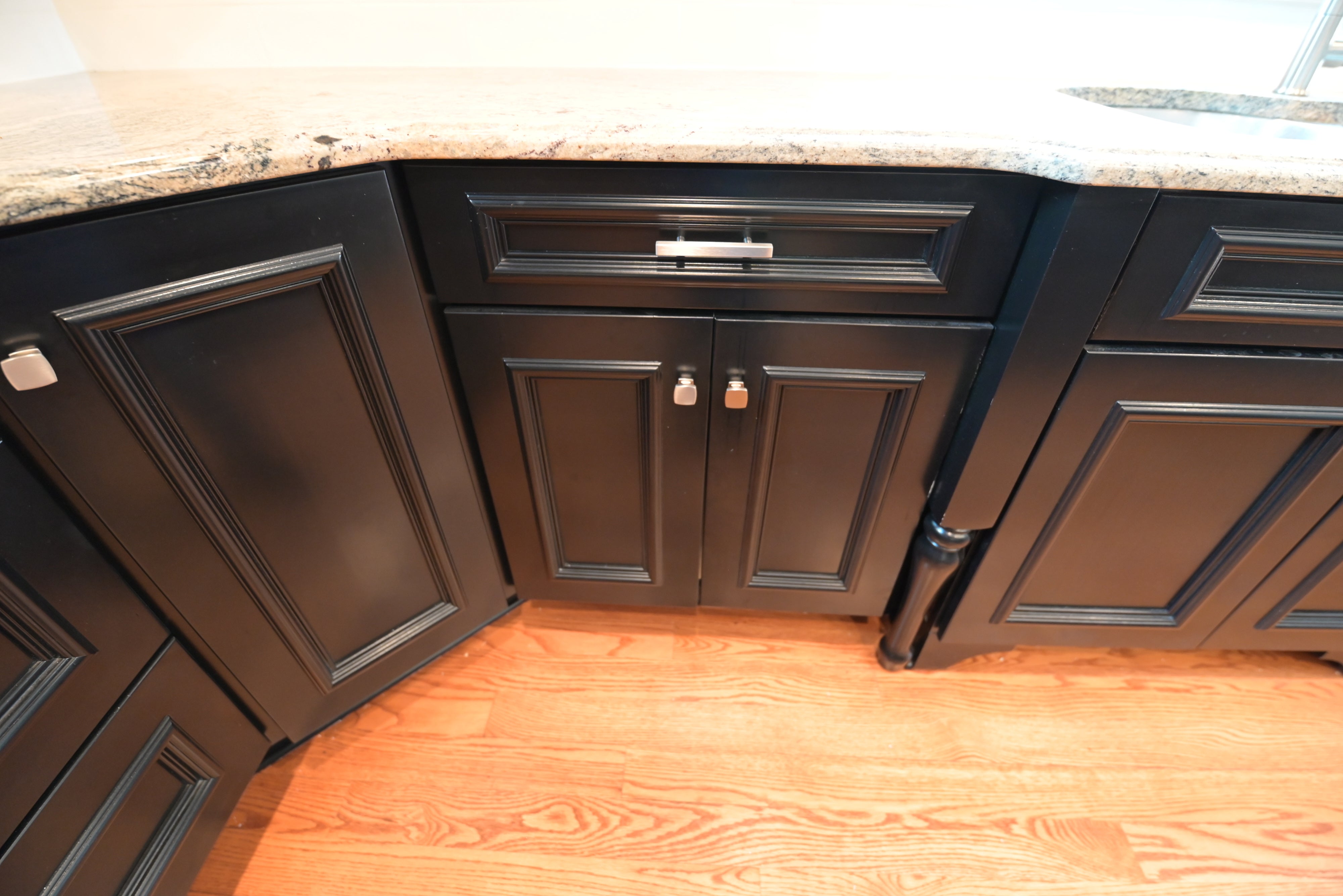 "The Onyx" Transitional Jet Black Kitchen with Island & Appliances