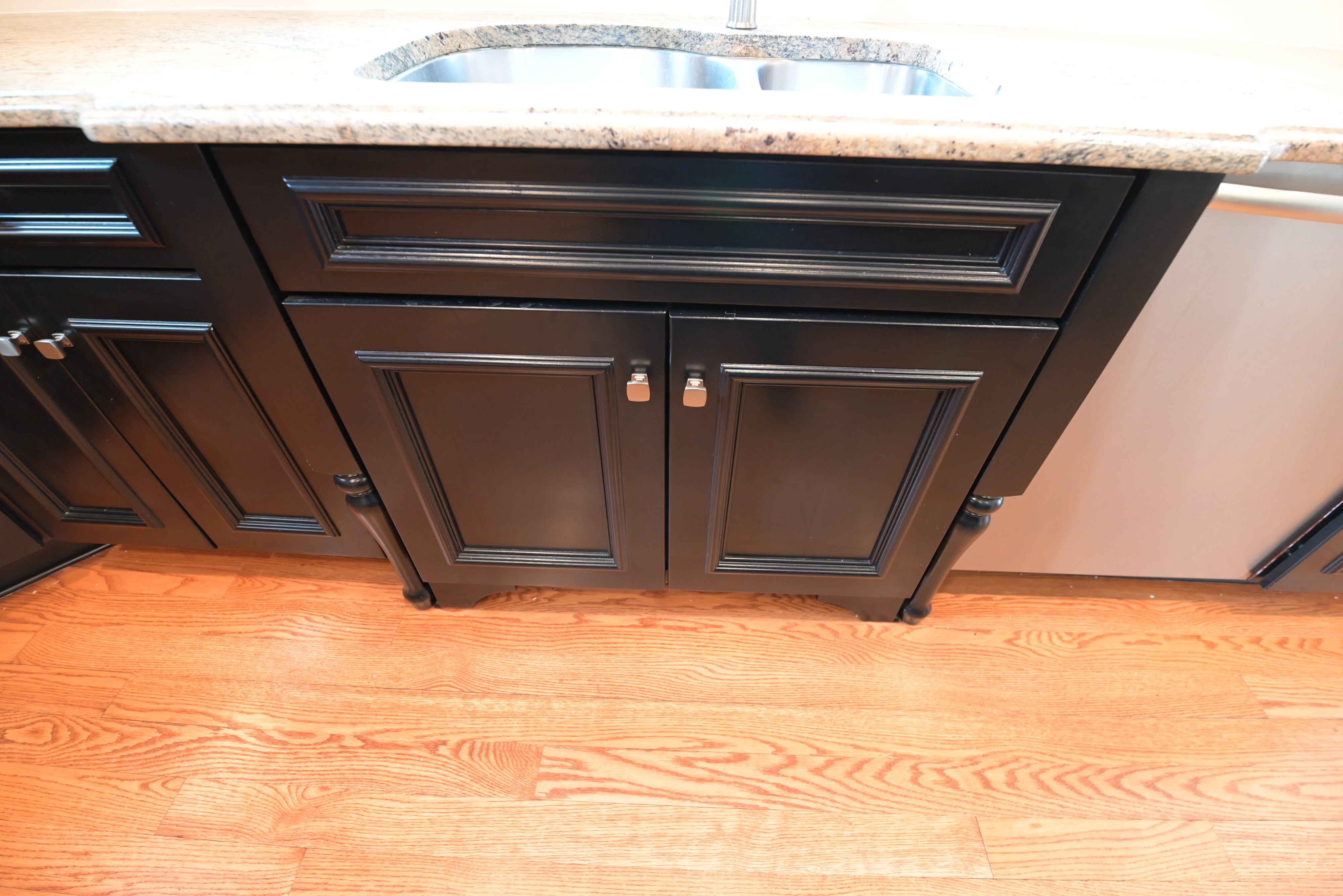 "The Onyx" Transitional Jet Black Kitchen with Island & Appliances