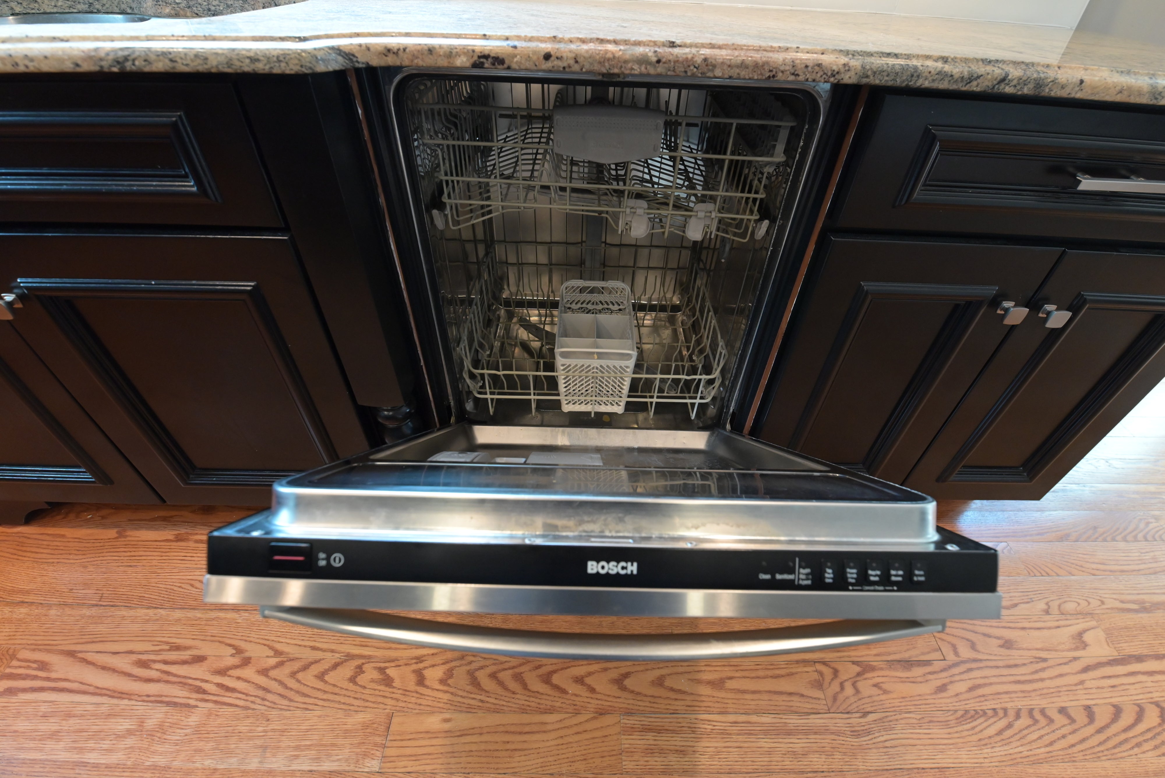 "The Onyx" Transitional Jet Black Kitchen with Island & Appliances