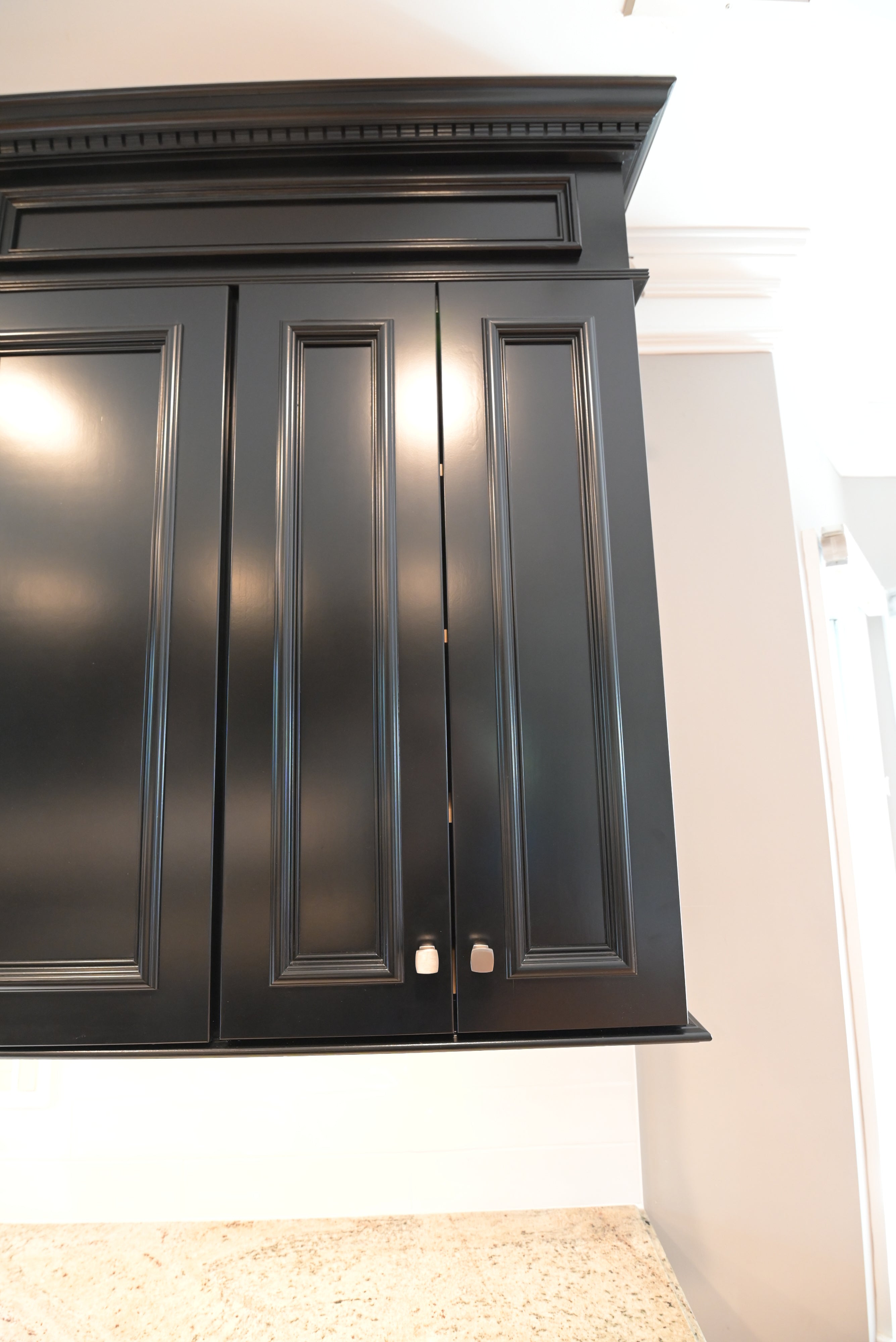 "The Onyx" Transitional Jet Black Kitchen with Island & Appliances