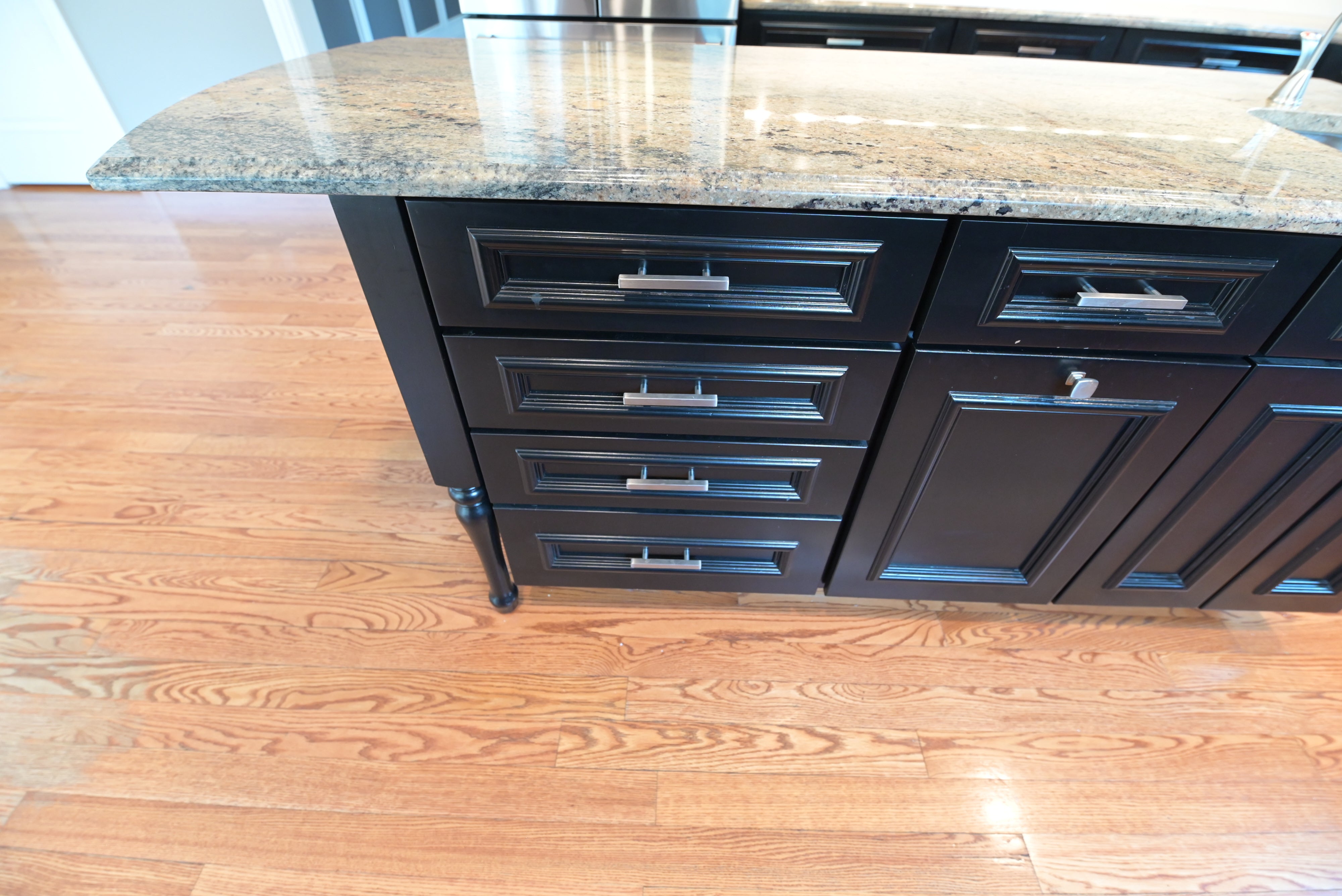 "The Onyx" Transitional Jet Black Kitchen with Island & Appliances