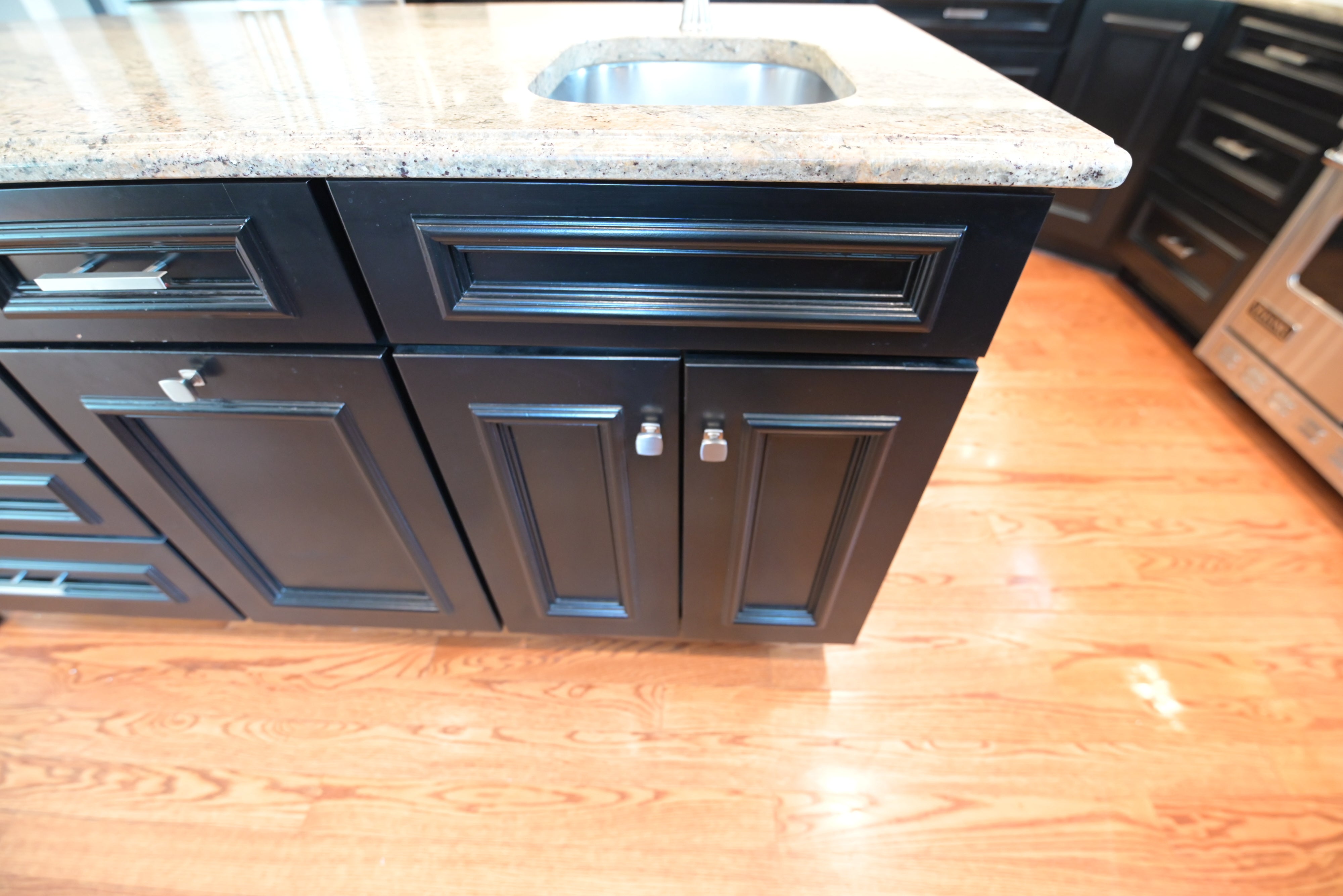 "The Onyx" Transitional Jet Black Kitchen with Island & Appliances