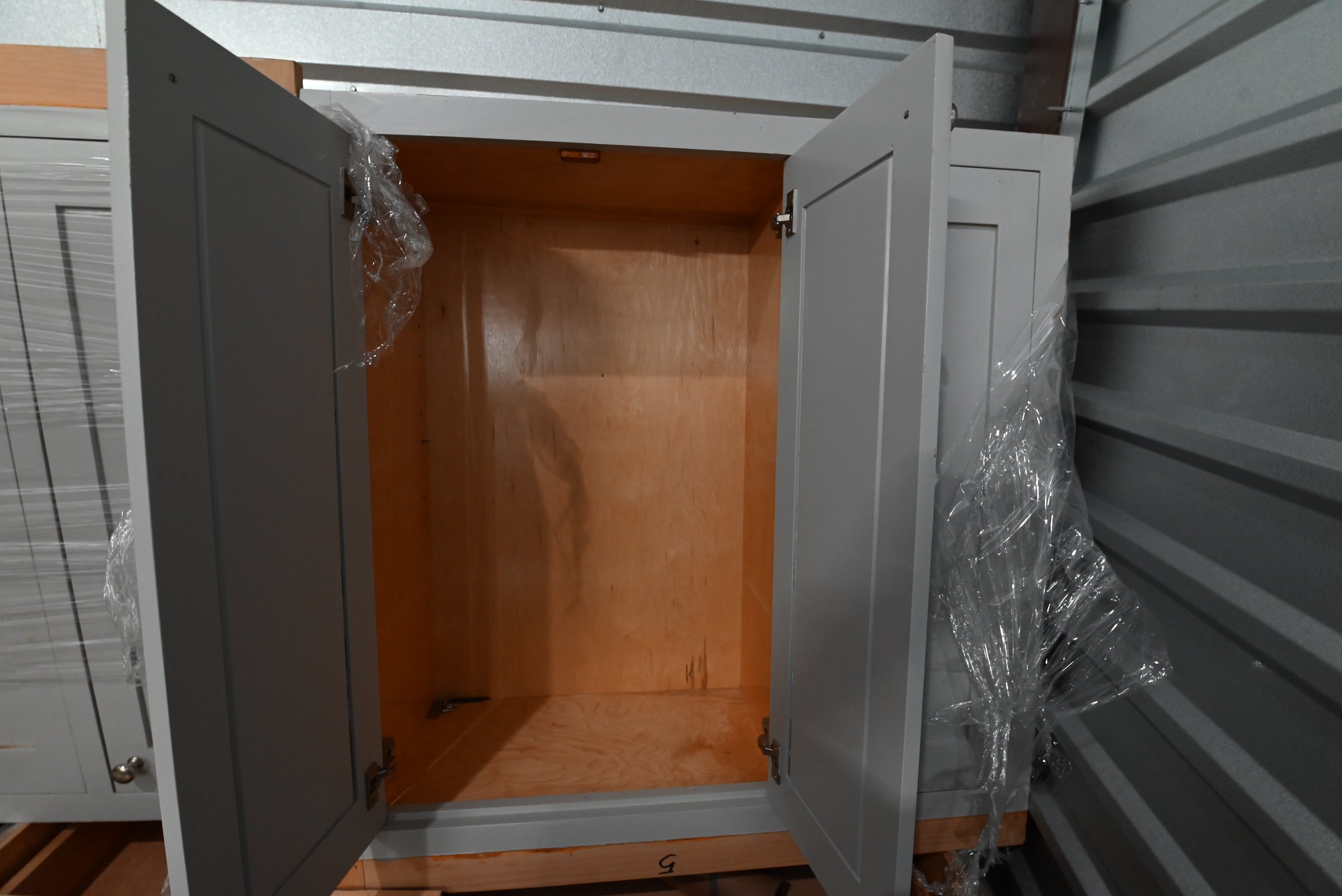 Traditional Grey Kitchen with Island and Wood Countertops