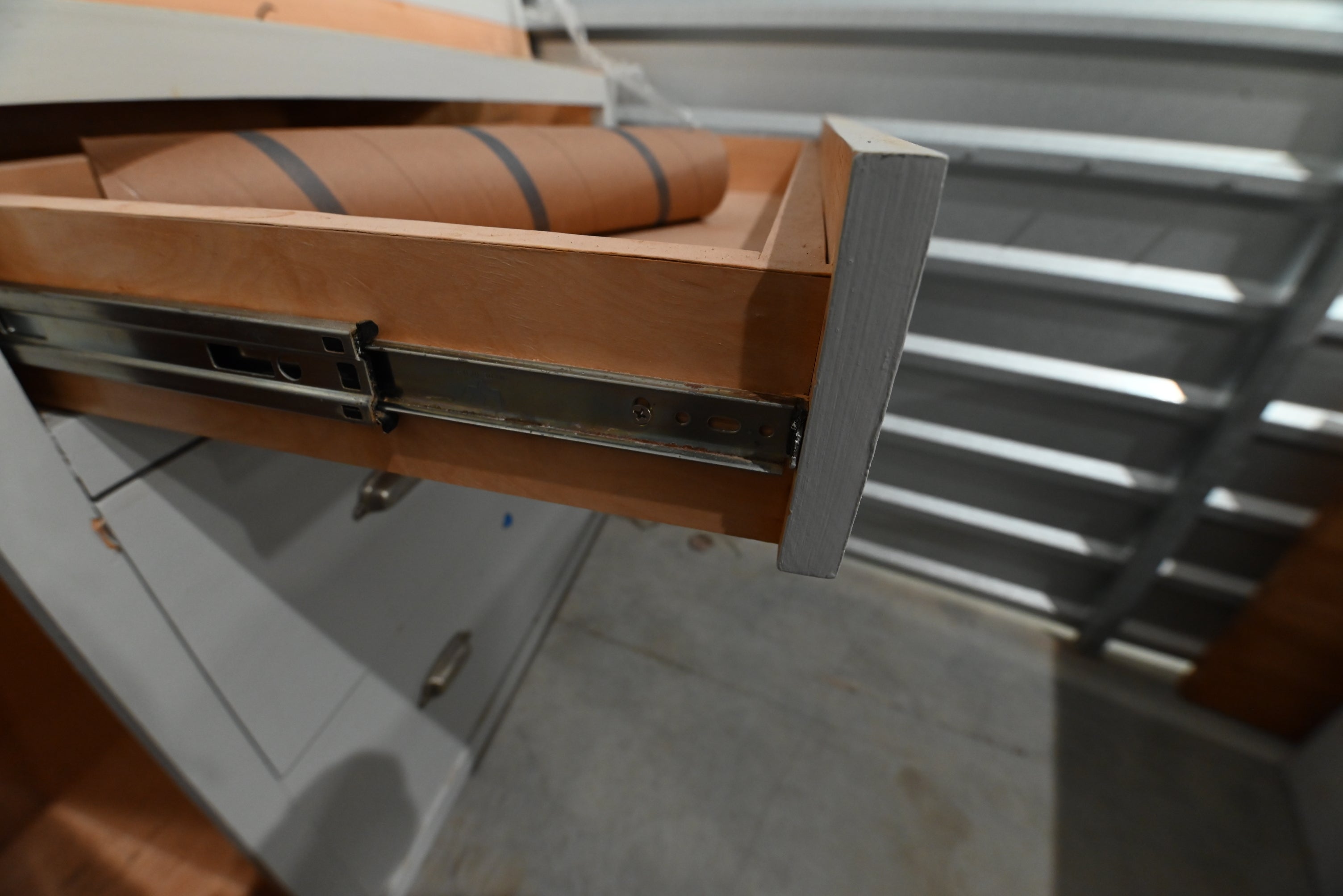 Traditional Grey Kitchen with Island and Wood Countertops