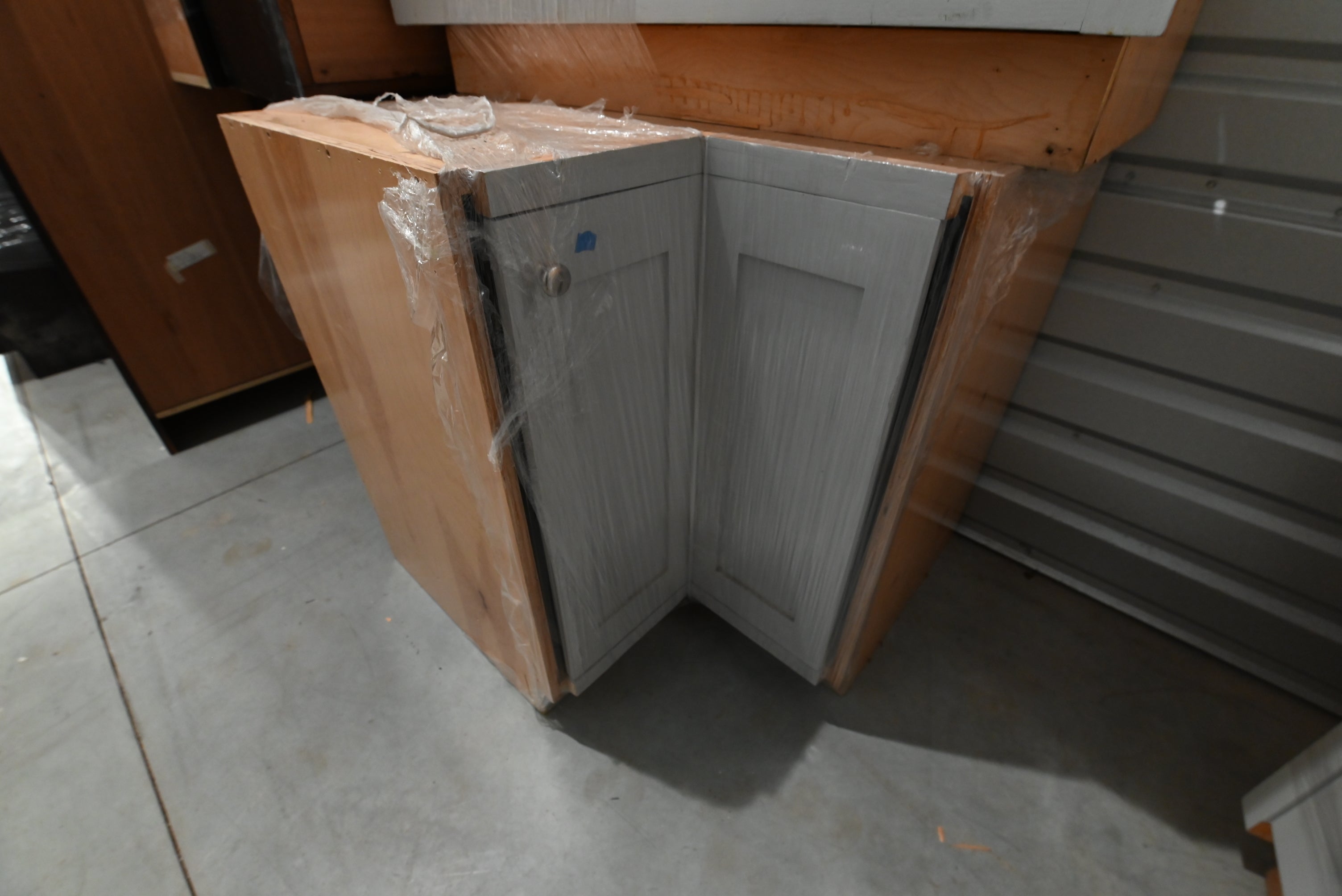 Traditional Grey Kitchen with Island and Wood Countertops