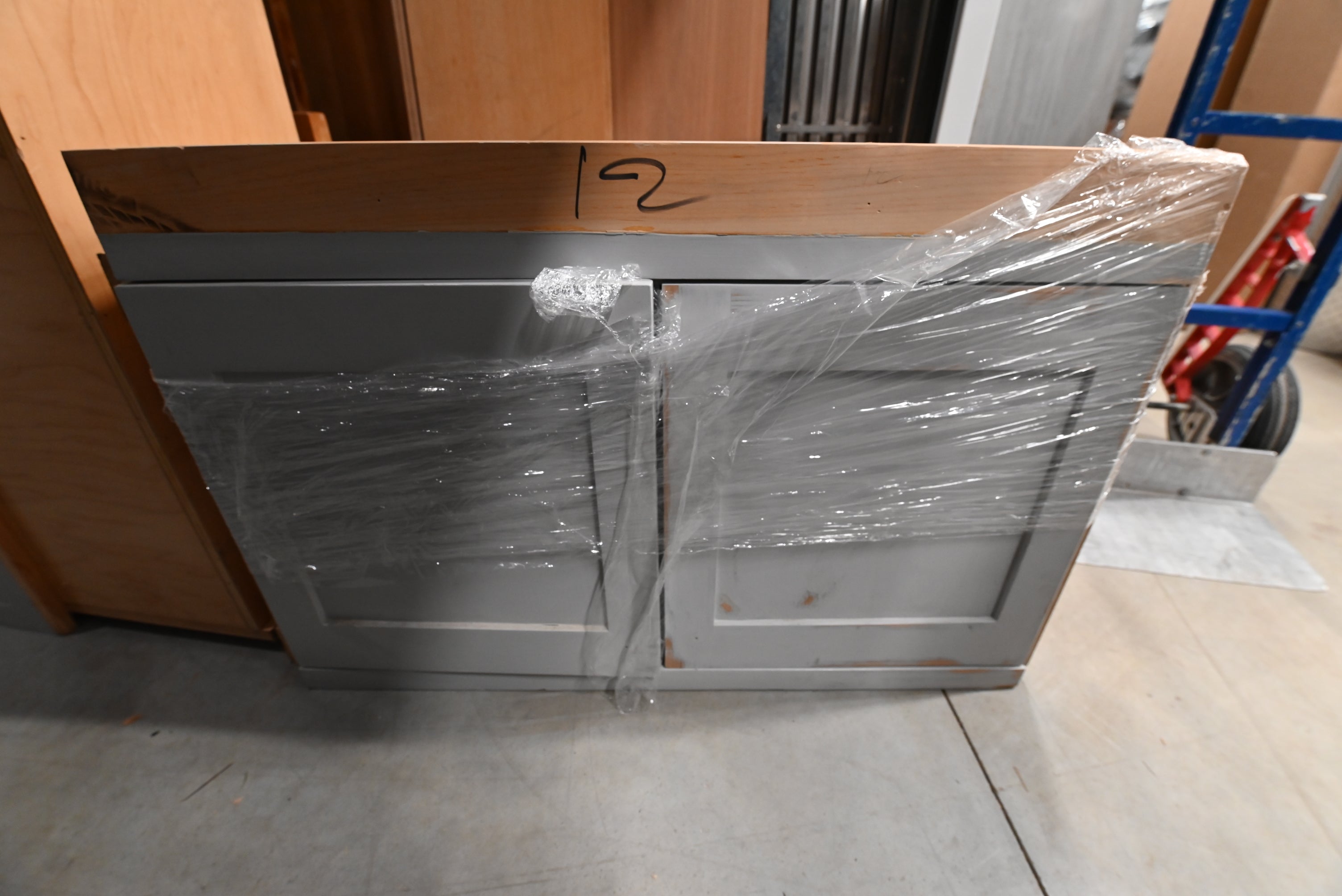 Traditional Grey Kitchen with Island and Wood Countertops