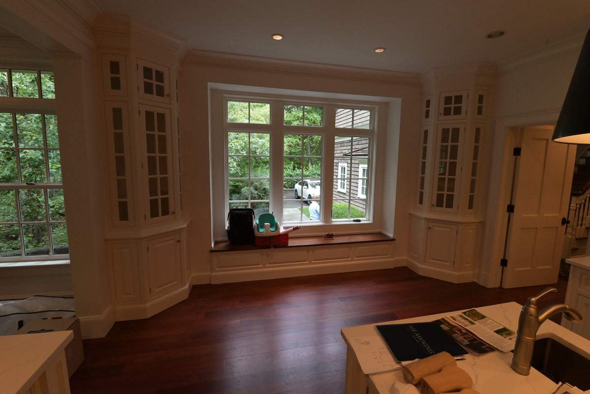 "The Sovereign" Transitional White Kitchen with Double Island & Wolf 48" Range