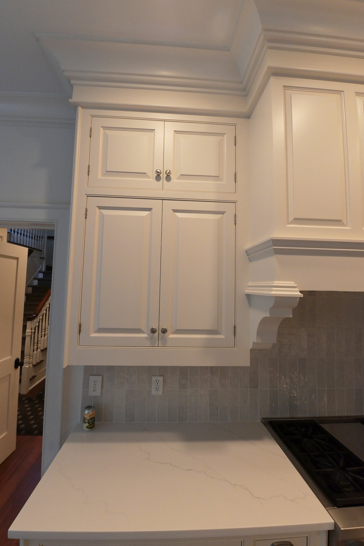 "The Sovereign" Transitional White Kitchen with Double Island & Wolf 48" Range