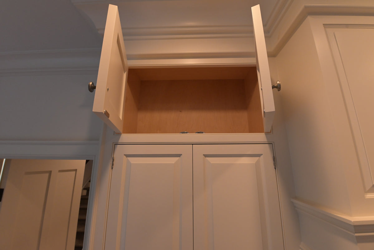 "The Sovereign" Transitional White Kitchen with Double Island & Wolf 48" Range