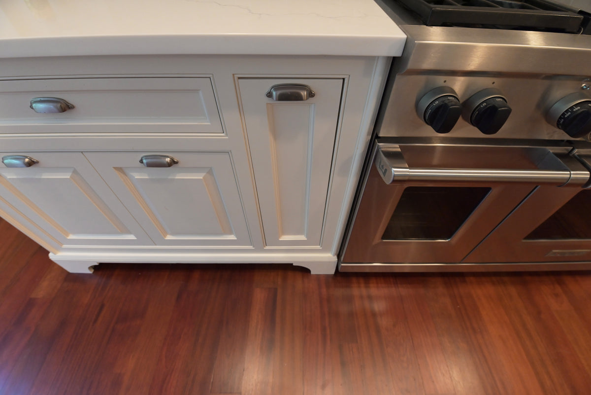 "The Sovereign" Transitional White Kitchen with Double Island & Wolf 48" Range