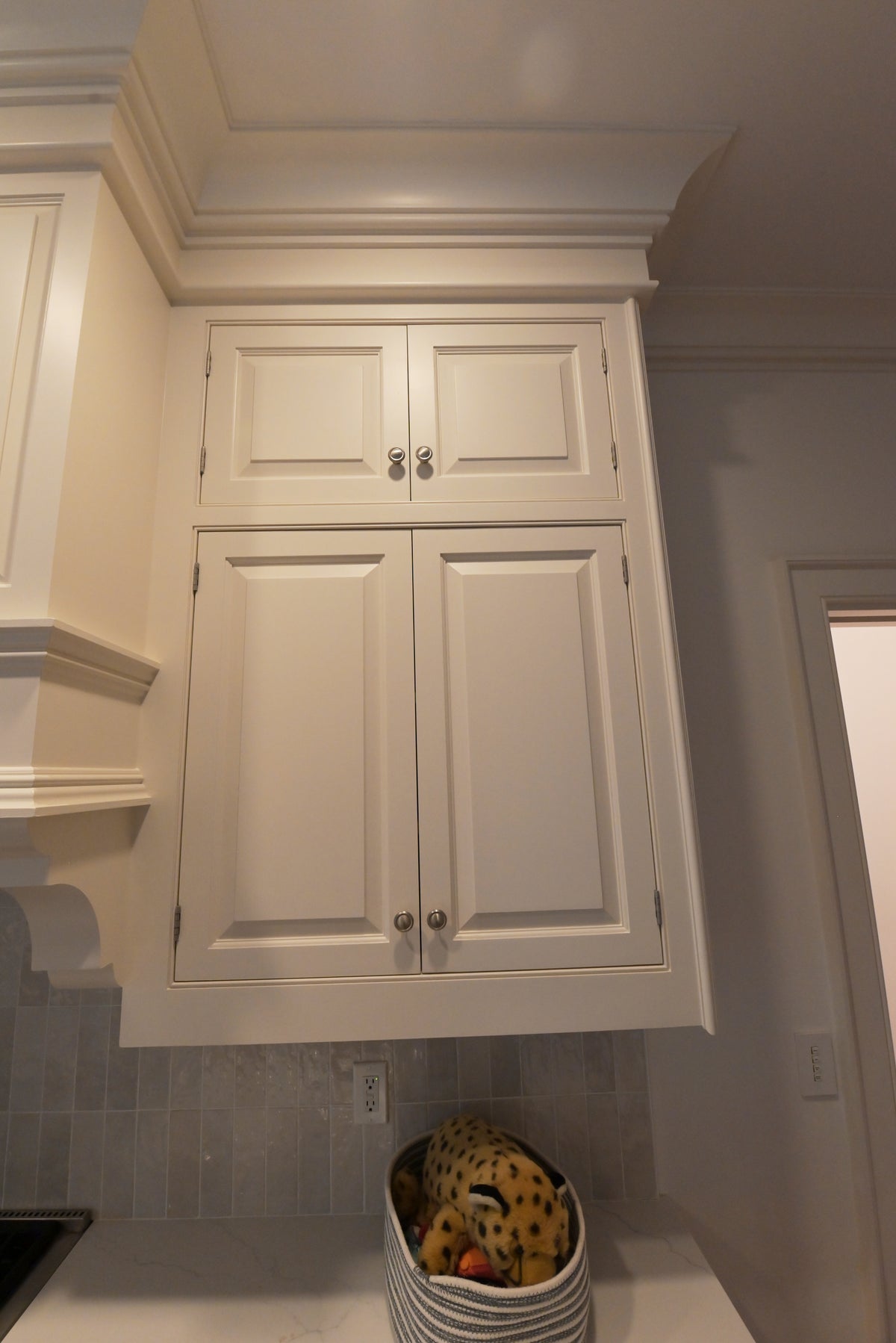 "The Sovereign" Transitional White Kitchen with Double Island & Wolf 48" Range