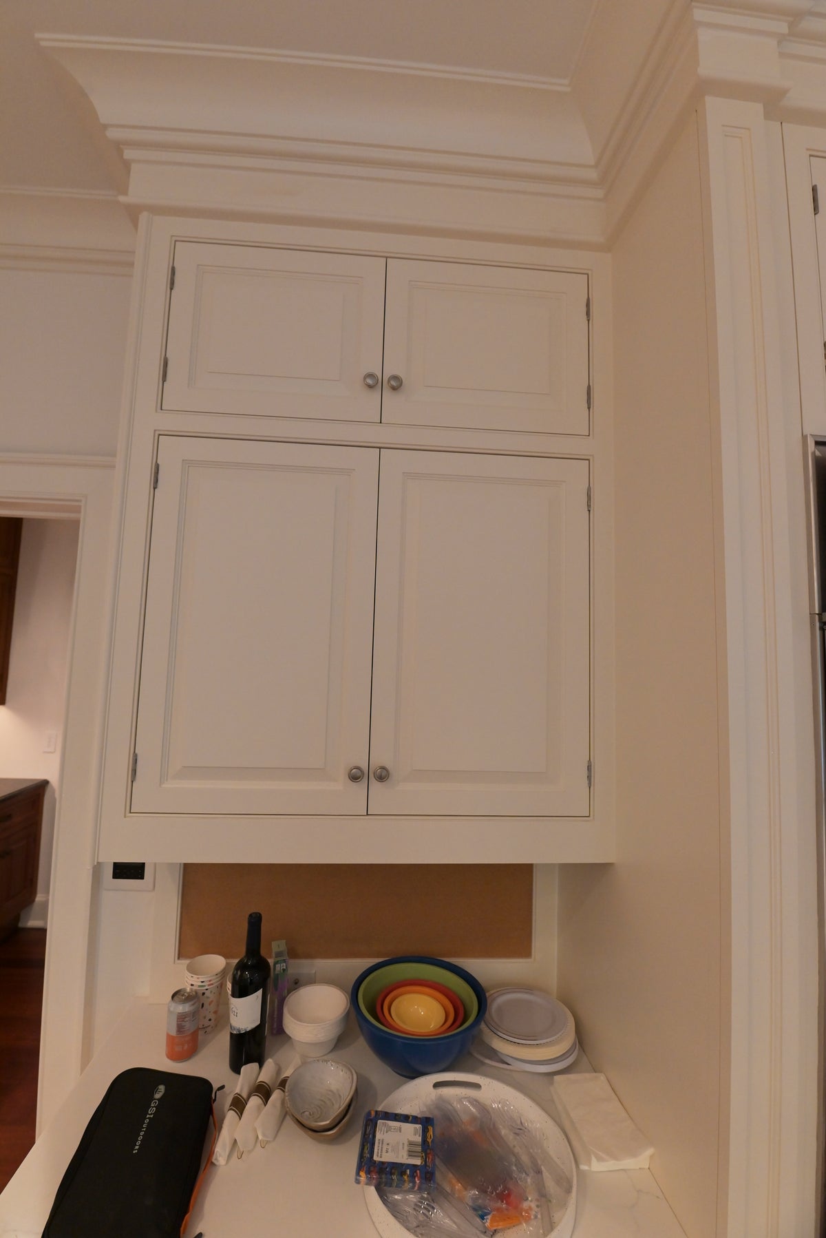 "The Sovereign" Transitional White Kitchen with Double Island & Wolf 48" Range