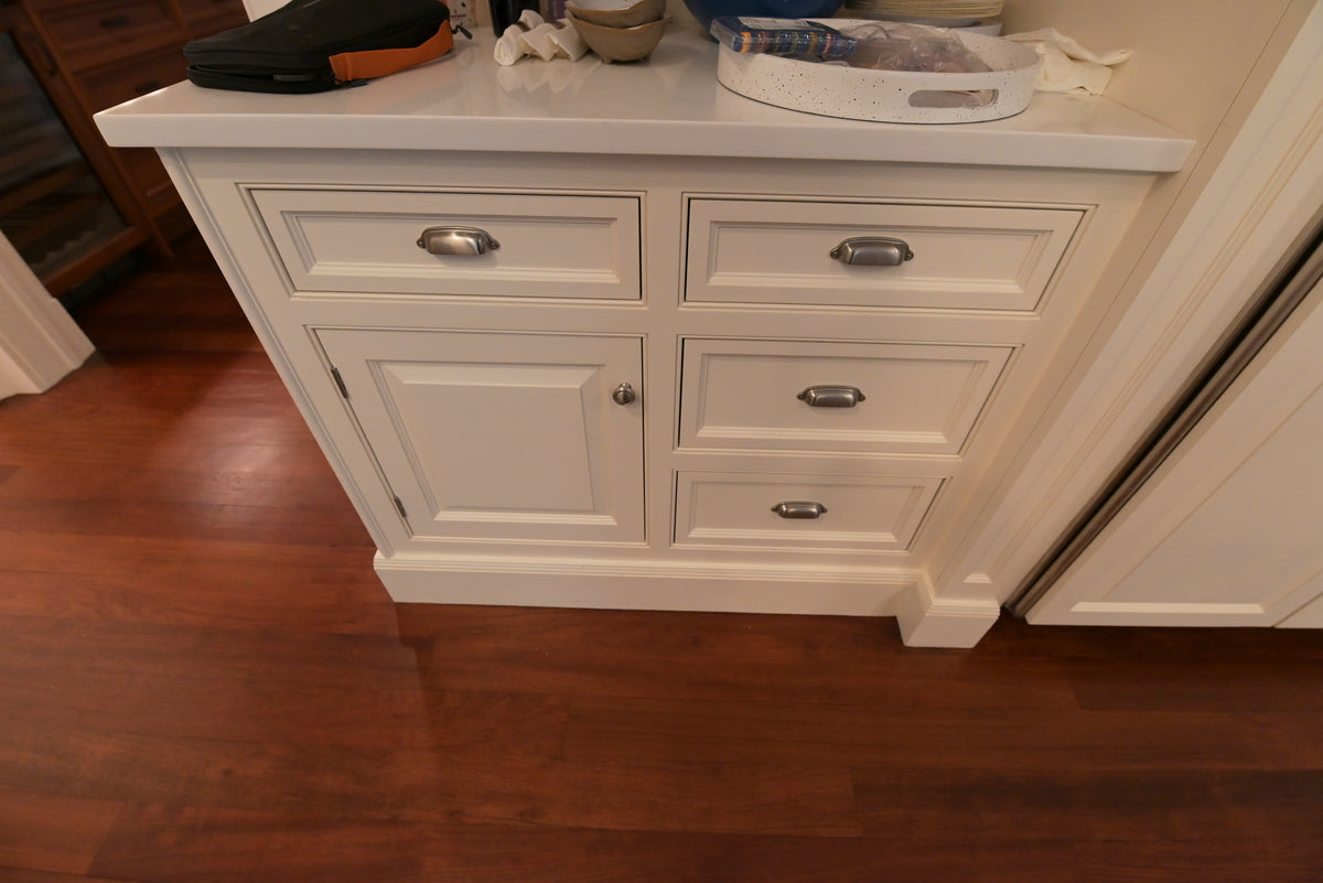 "The Sovereign" Transitional White Kitchen with Double Island & Wolf 48" Range