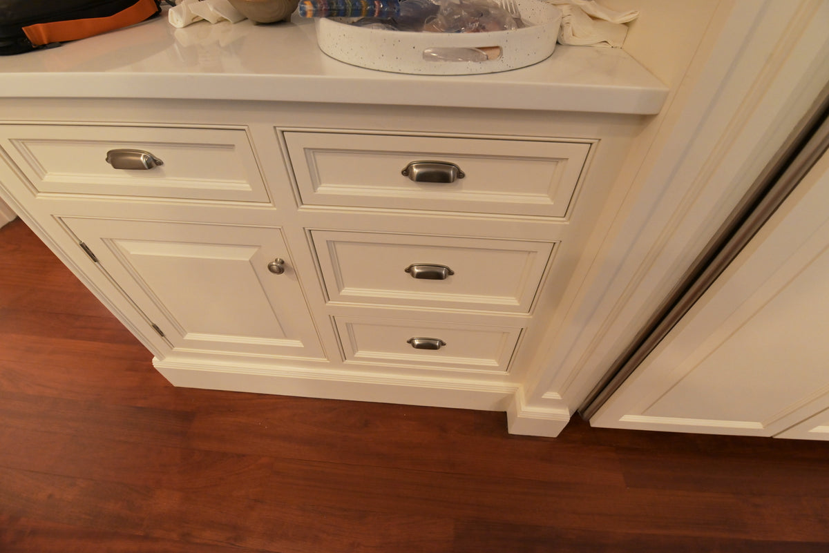 "The Sovereign" Transitional White Kitchen with Double Island & Wolf 48" Range