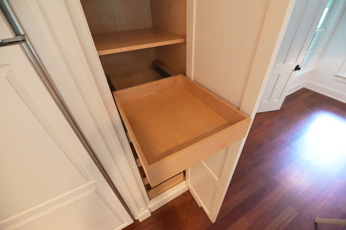 "The Sovereign" Transitional White Kitchen with Double Island & Wolf 48" Range