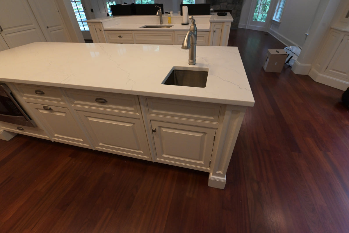 "The Sovereign" Transitional White Kitchen with Double Island & Wolf 48" Range