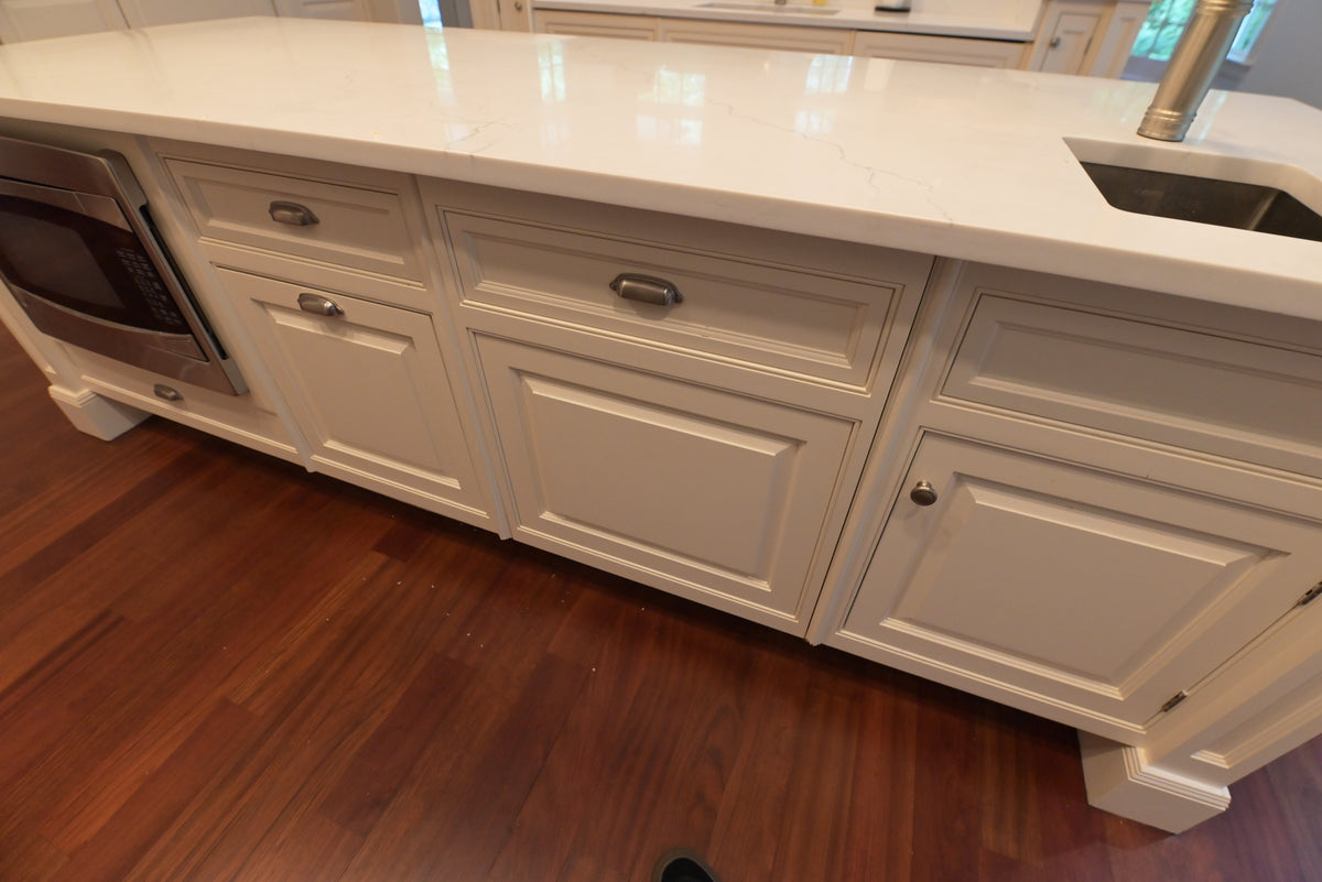 "The Sovereign" Transitional White Kitchen with Double Island & Wolf 48" Range