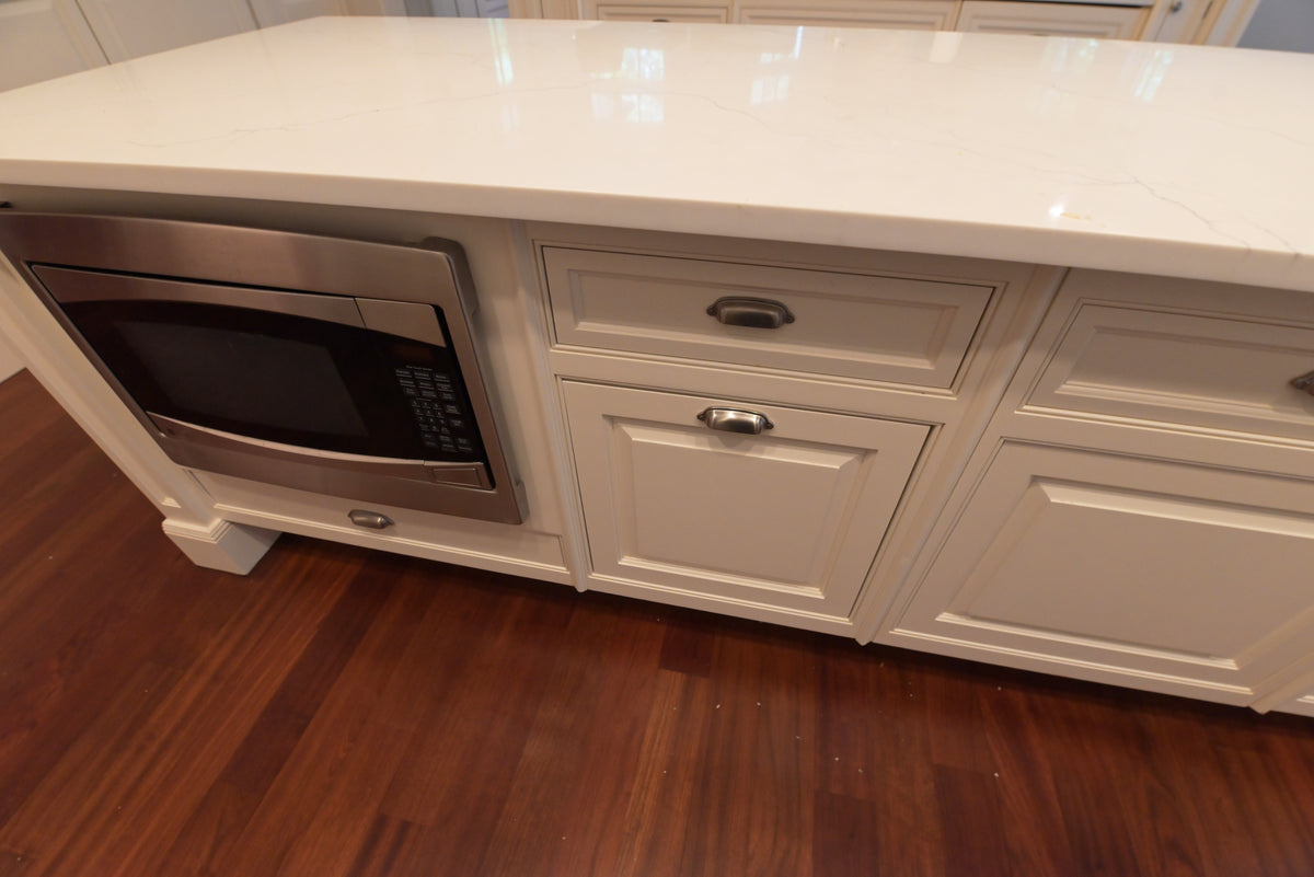 "The Sovereign" Transitional White Kitchen with Double Island & Wolf 48" Range