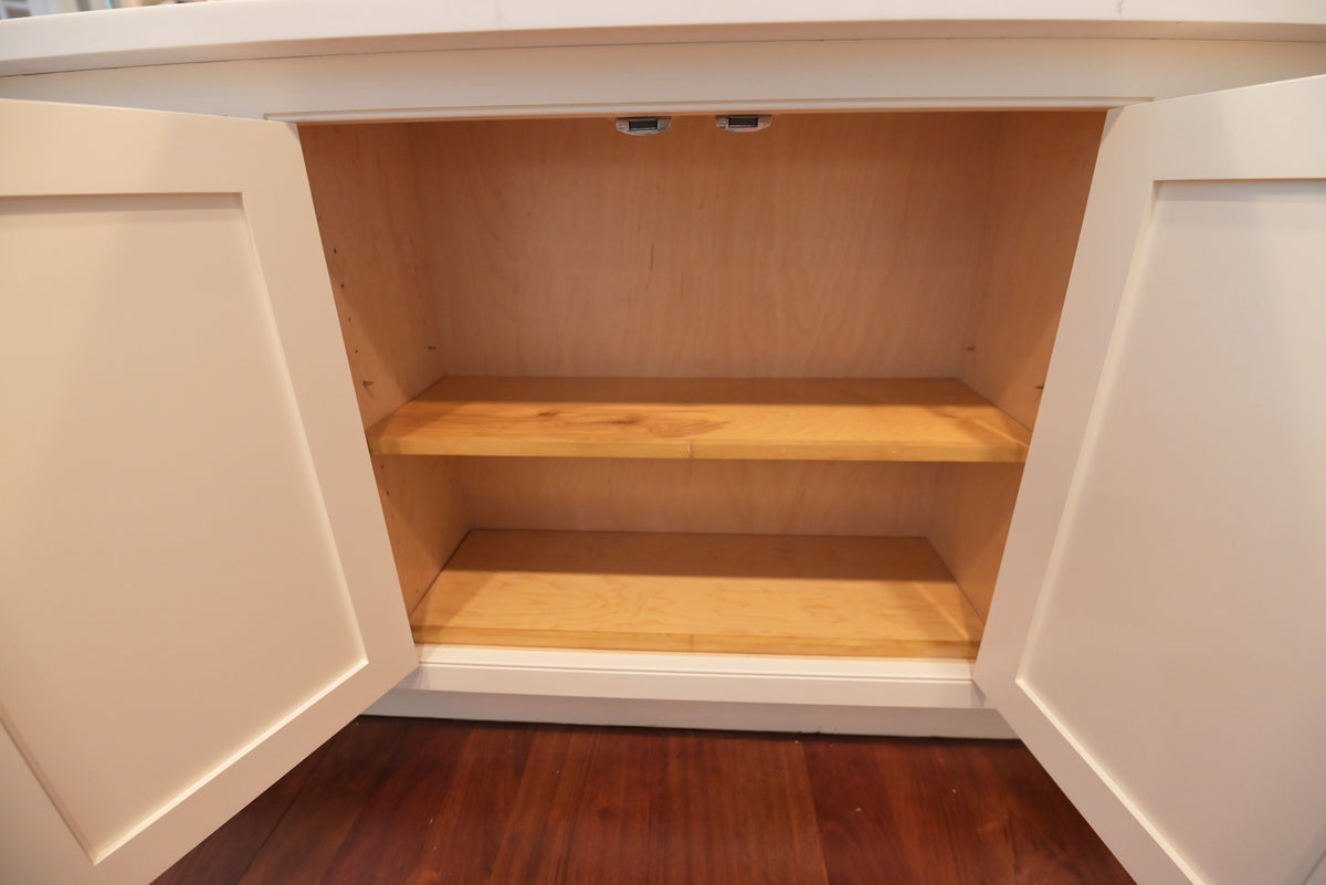 "The Sovereign" Transitional White Kitchen with Double Island & Wolf 48" Range