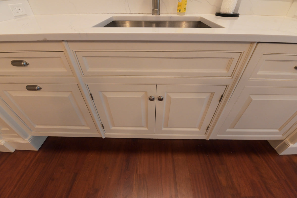 "The Sovereign" Transitional White Kitchen with Double Island & Wolf 48" Range