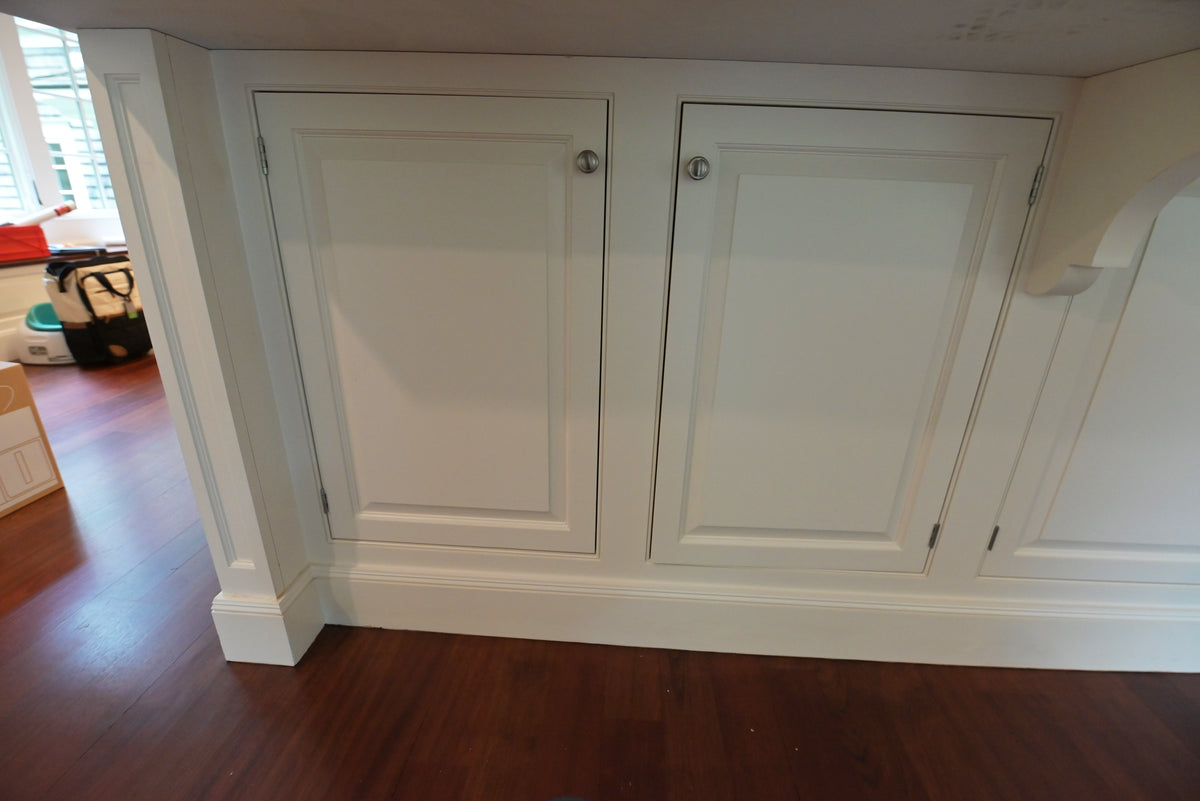 "The Sovereign" Transitional White Kitchen with Double Island & Wolf 48" Range