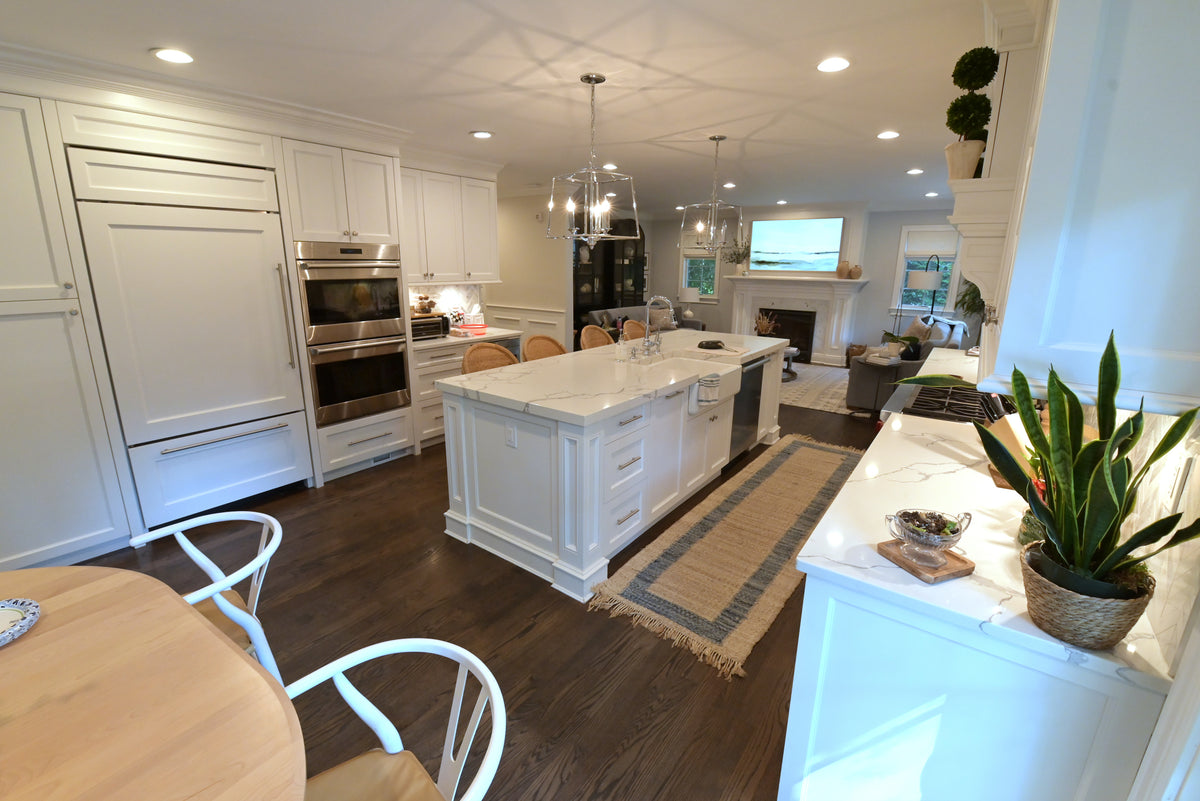 "The Claridge" Transitional White Kitchen with Island & Wolf Appliances