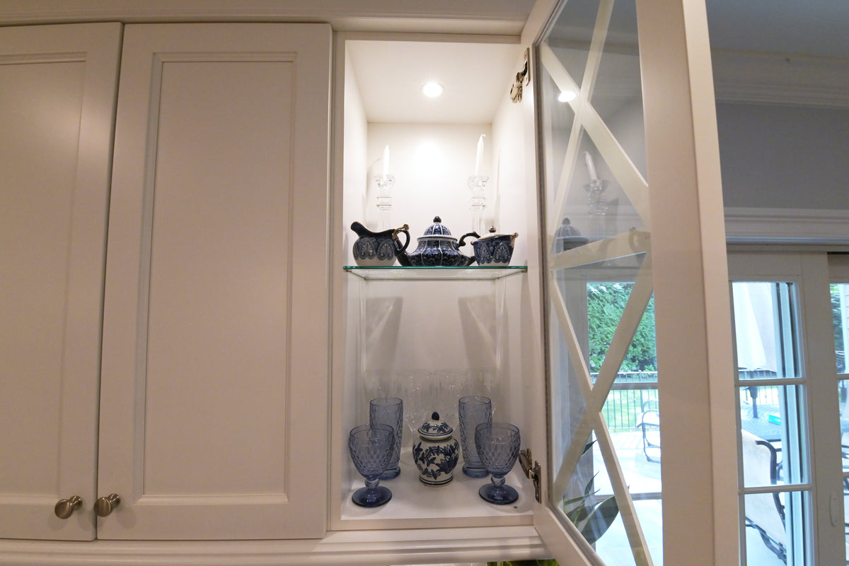 "The Claridge" Transitional White Kitchen with Island & Wolf Appliances