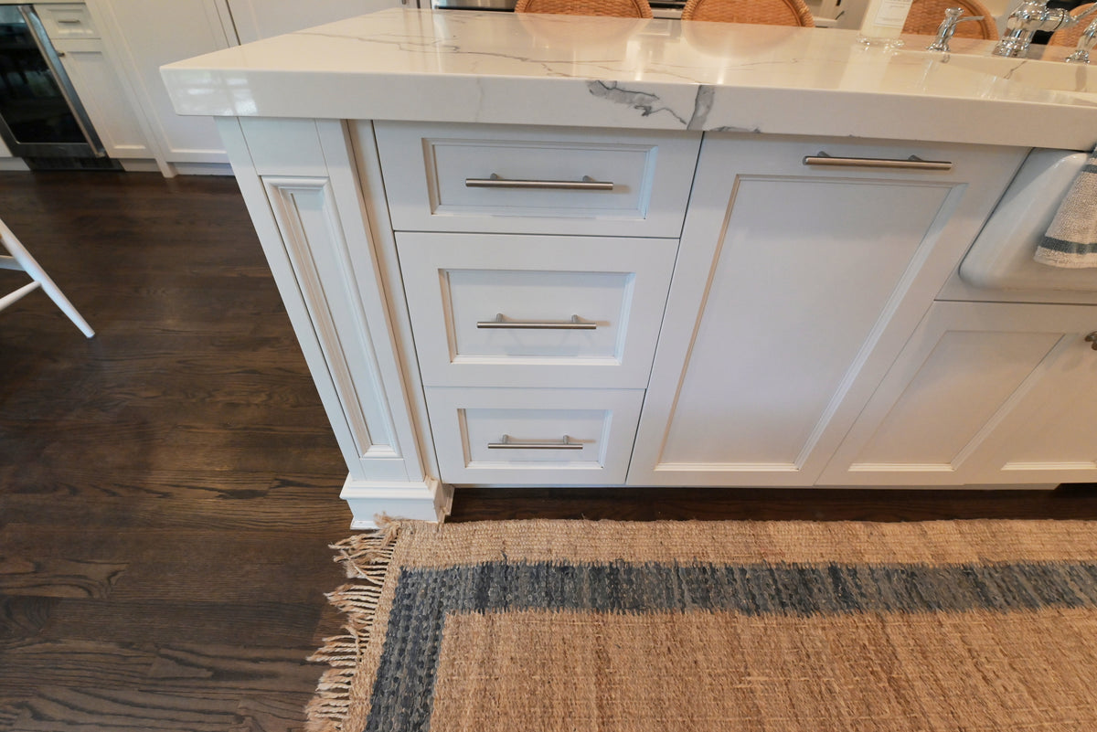 "The Claridge" Transitional White Kitchen with Island & Wolf Appliances