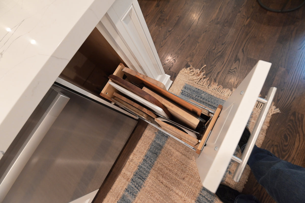 "The Claridge" Transitional White Kitchen with Island & Wolf Appliances