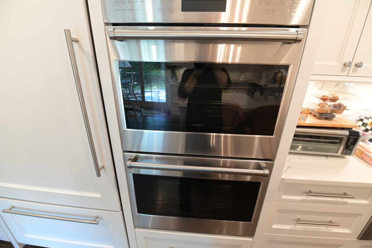 "The Claridge" Transitional White Kitchen with Island & Wolf Appliances