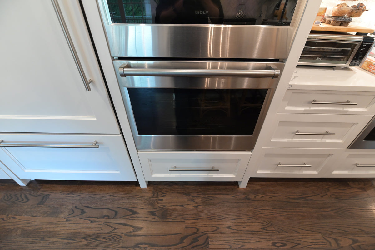 "The Claridge" Transitional White Kitchen with Island & Wolf Appliances