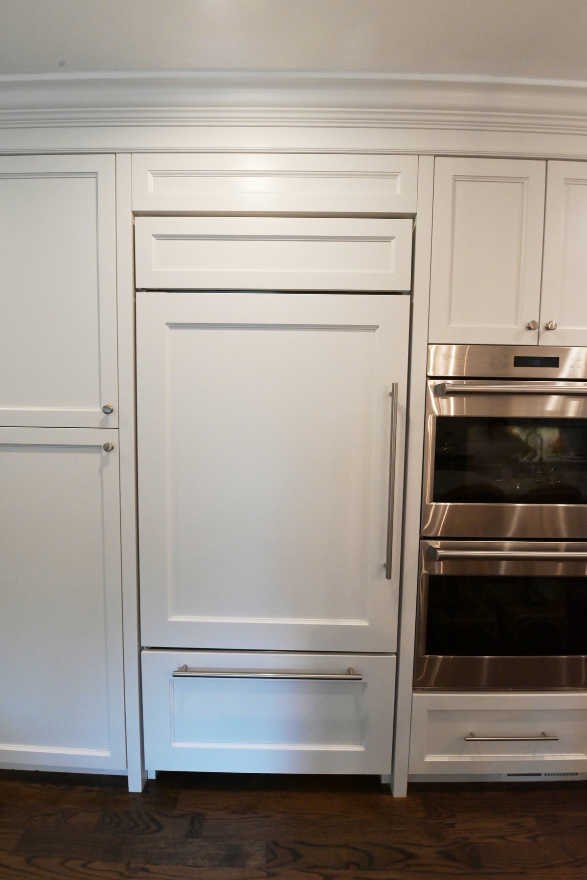 "The Claridge" Transitional White Kitchen with Island & Wolf Appliances