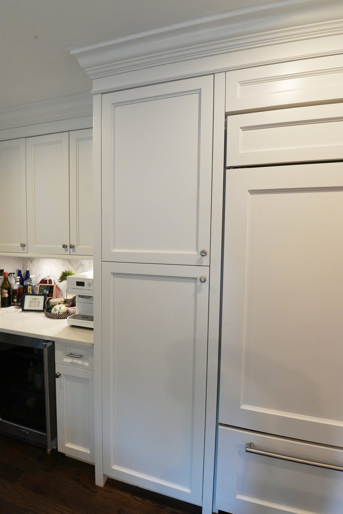 "The Claridge" Transitional White Kitchen with Island & Wolf Appliances