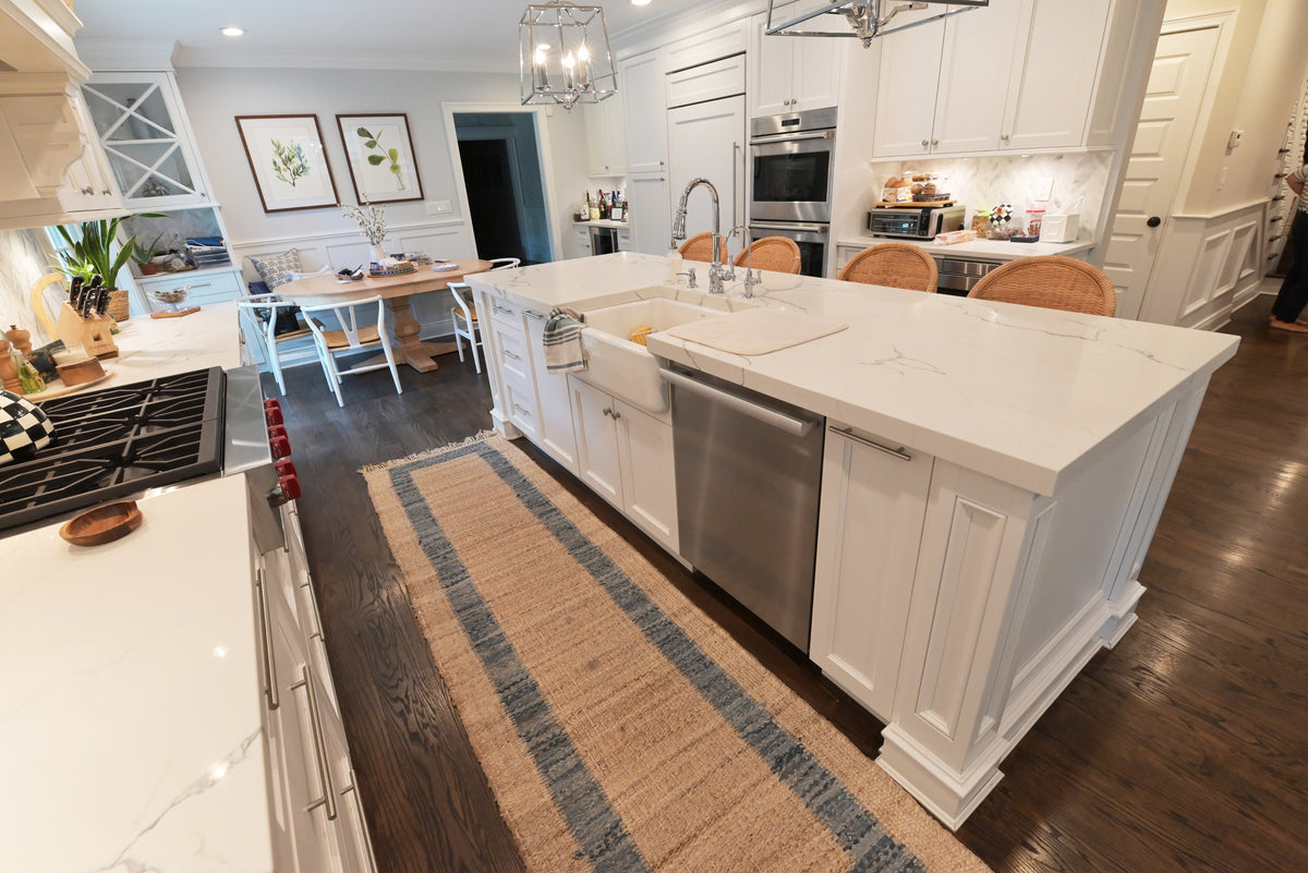 "The Claridge" Transitional White Kitchen with Island & Wolf Appliances