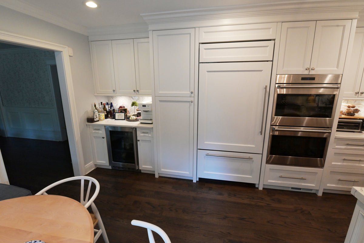 "The Claridge" Transitional White Kitchen with Island & Wolf Appliances