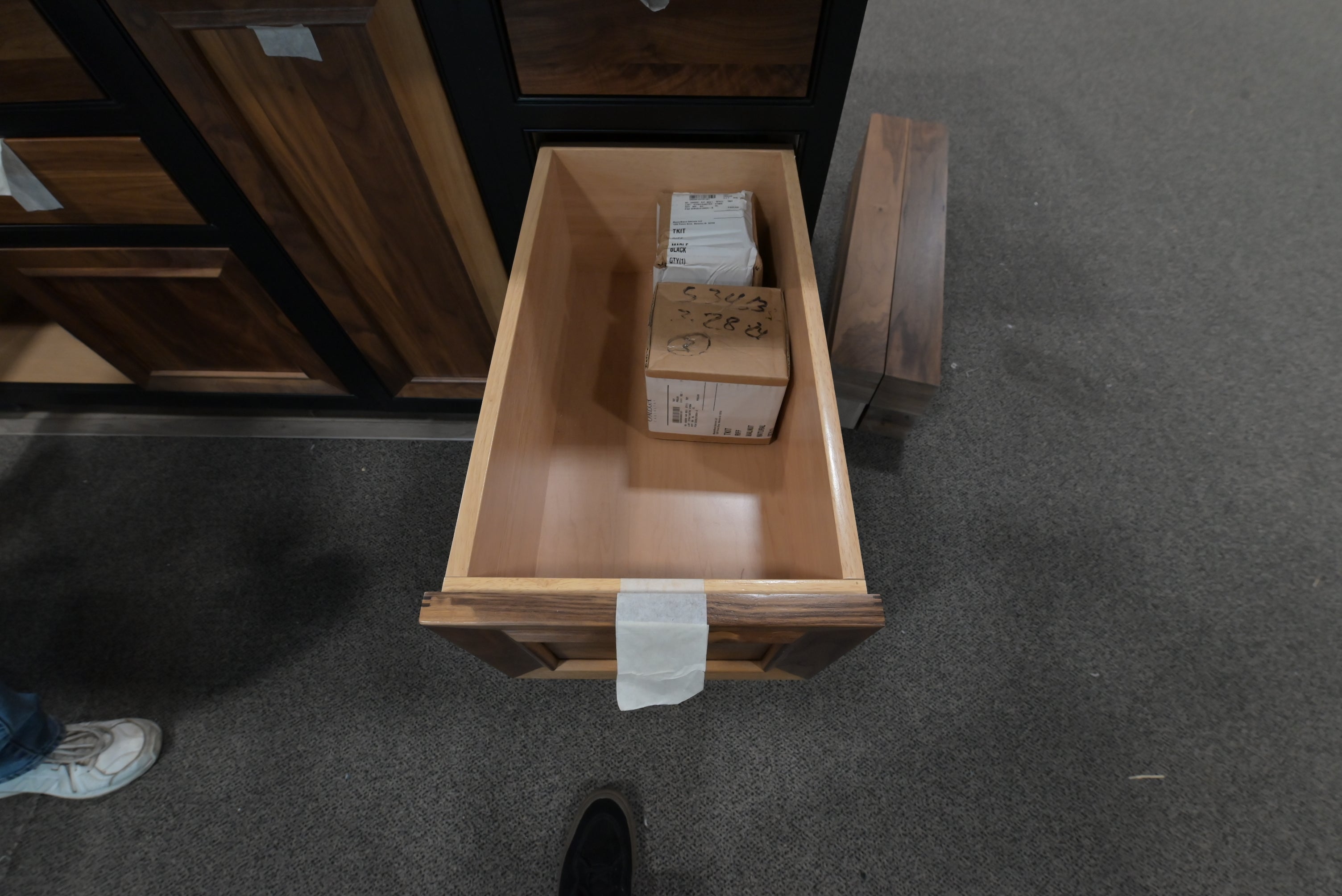 Omega Natural Wood and Black Island with Seating Room