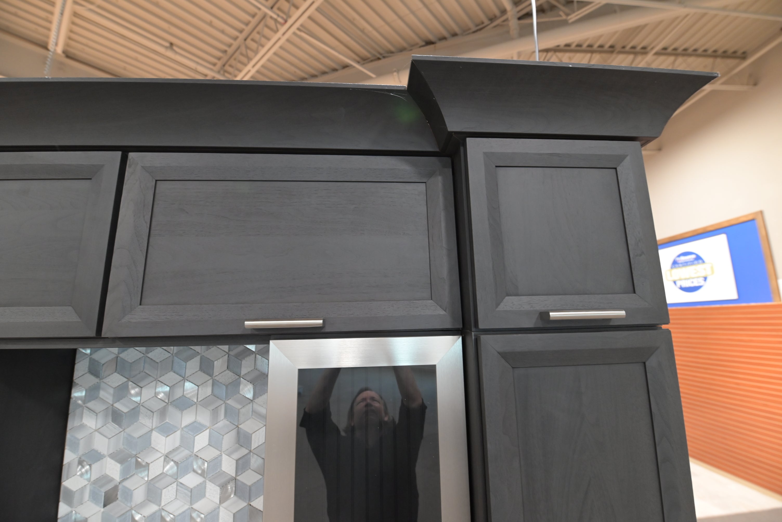 Kemper Transitional Matte Black Dry Bar with Wine Cooler
