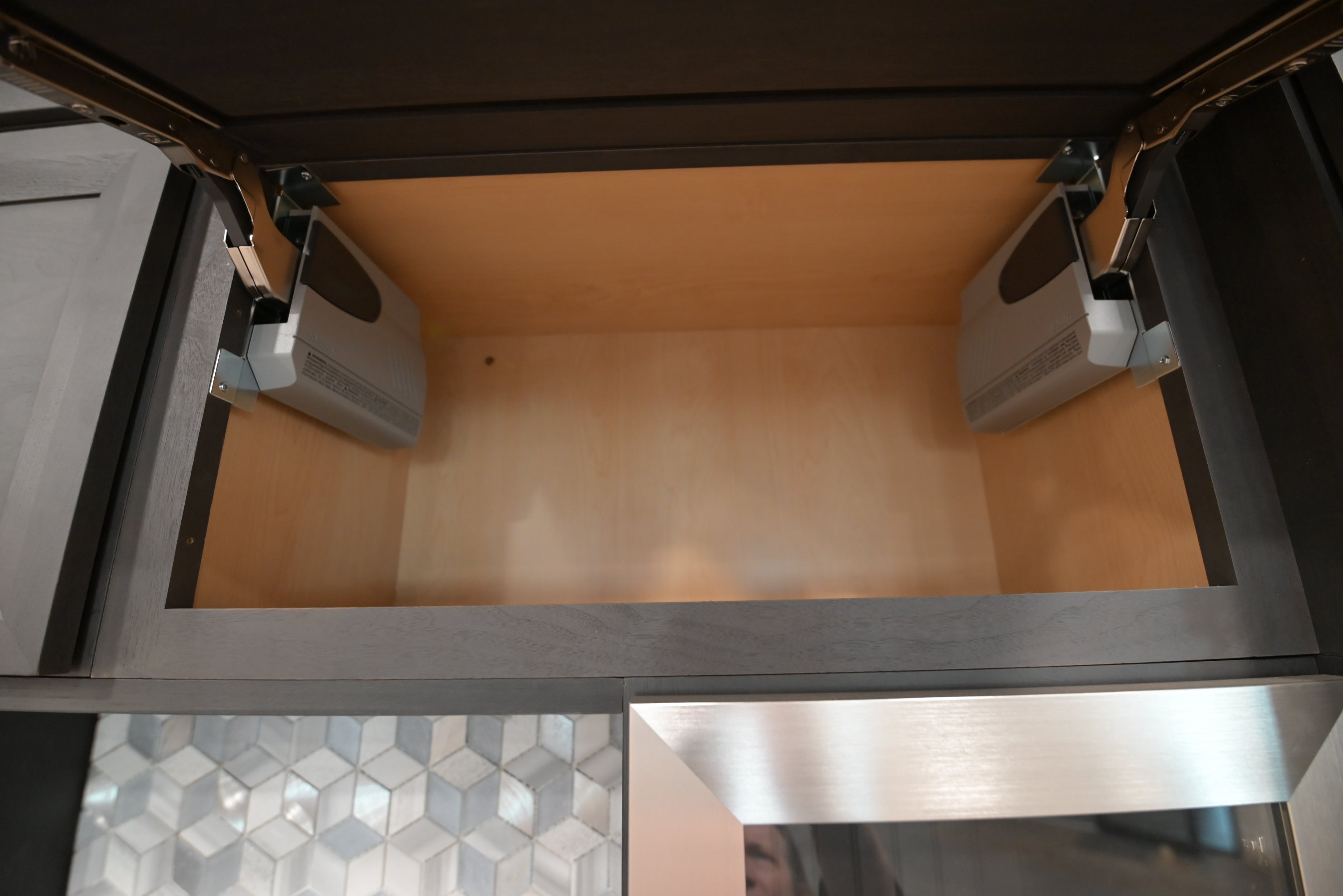 Kemper Transitional Matte Black Dry Bar with Wine Cooler