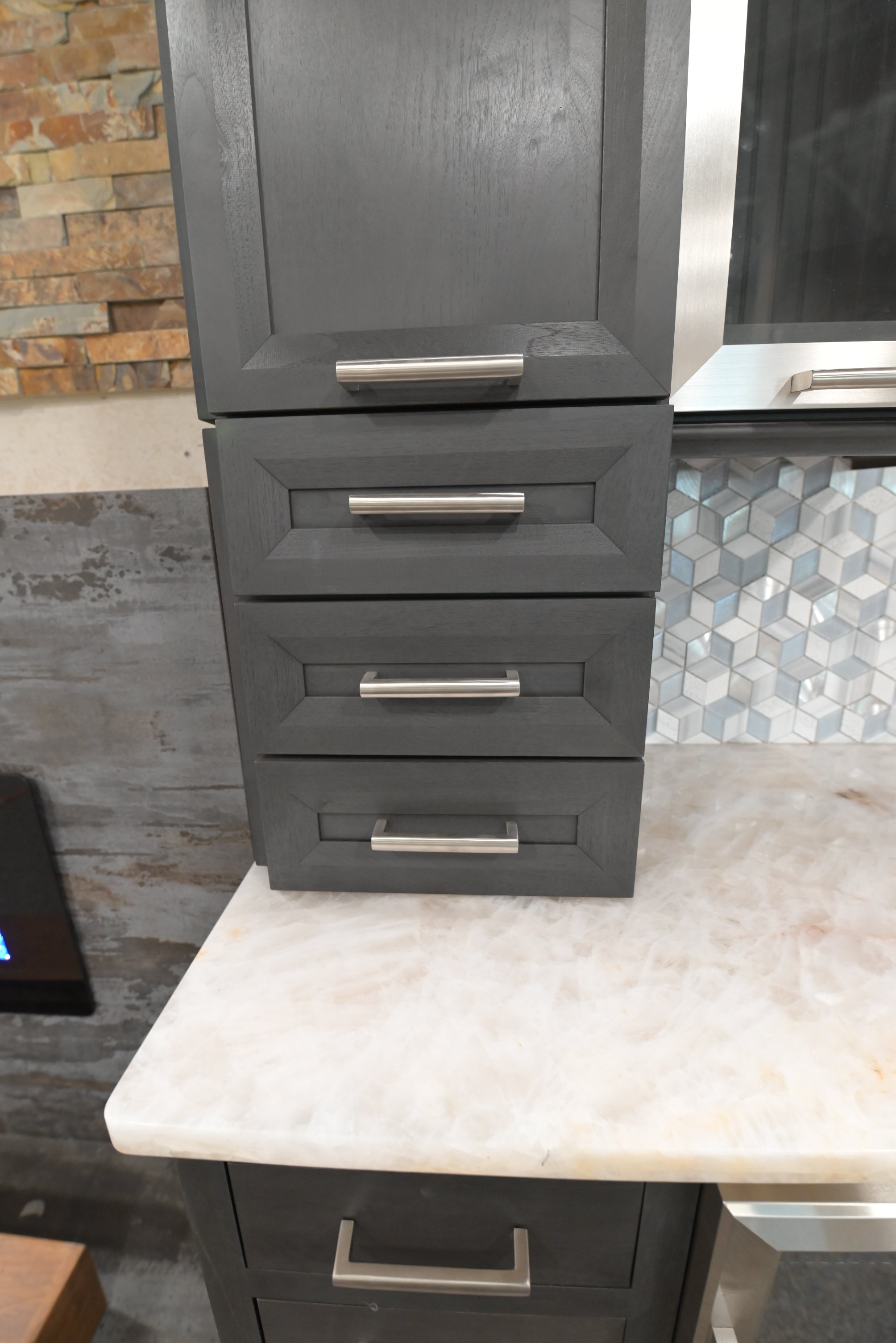 Kemper Transitional Matte Black Dry Bar with Wine Cooler